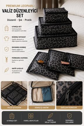 MorBebe Premium Leoparlı 6’lı Valiz Düzenleyici Set I Seyahat Organizer Çanta...