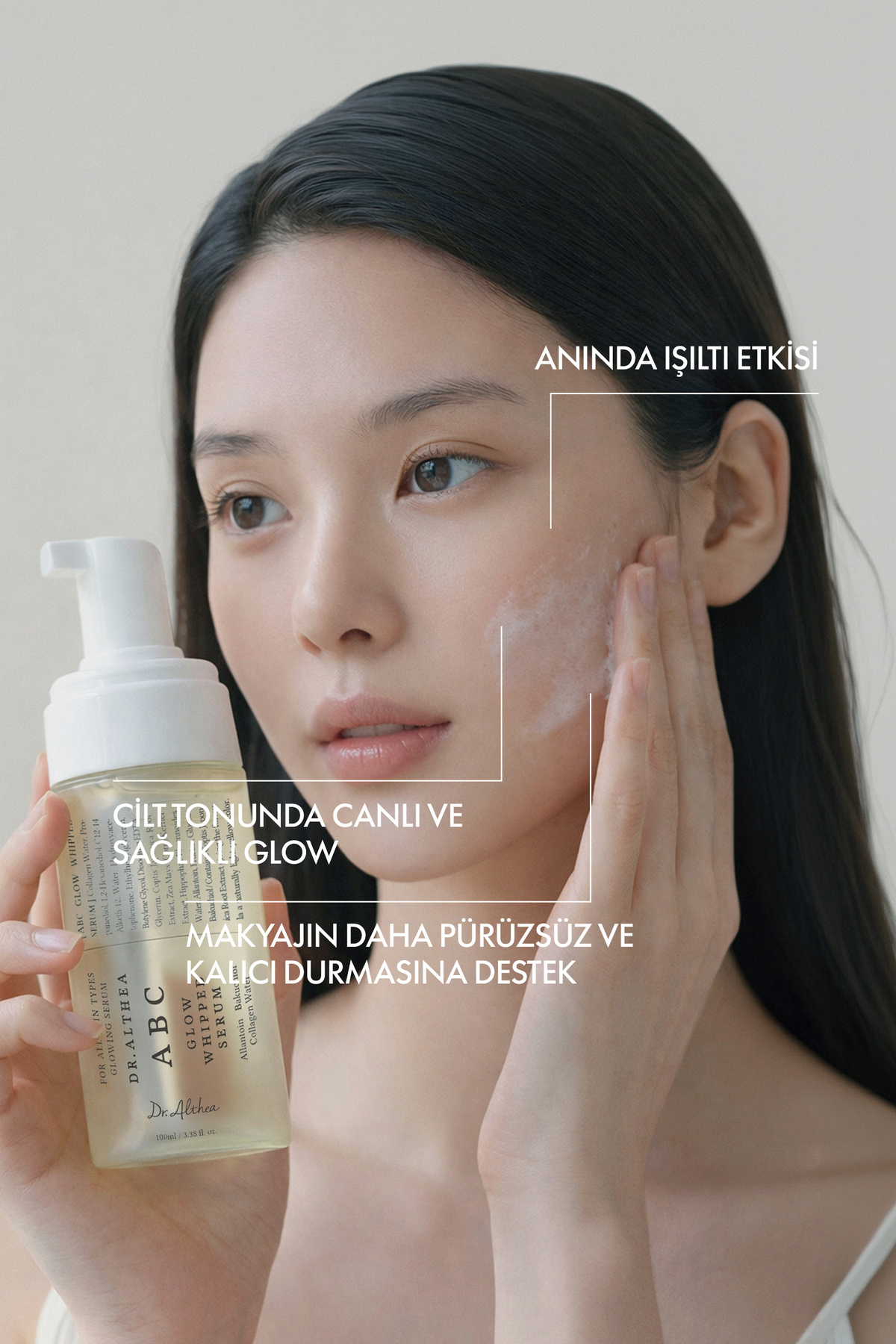 ABC Glow Whipped Serum | Aydınlatıcı Bakuchiol Collagen Vitamin Tree Water 3in1 Serum 100 ml — Althea-1 — تصویر 4 از 6