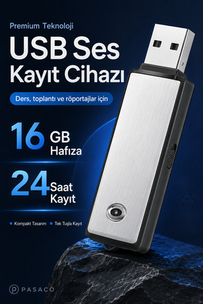 Kingboss Usb Flash Bellek Gümüş Metal 16gb Ses Kayıt Cihazı