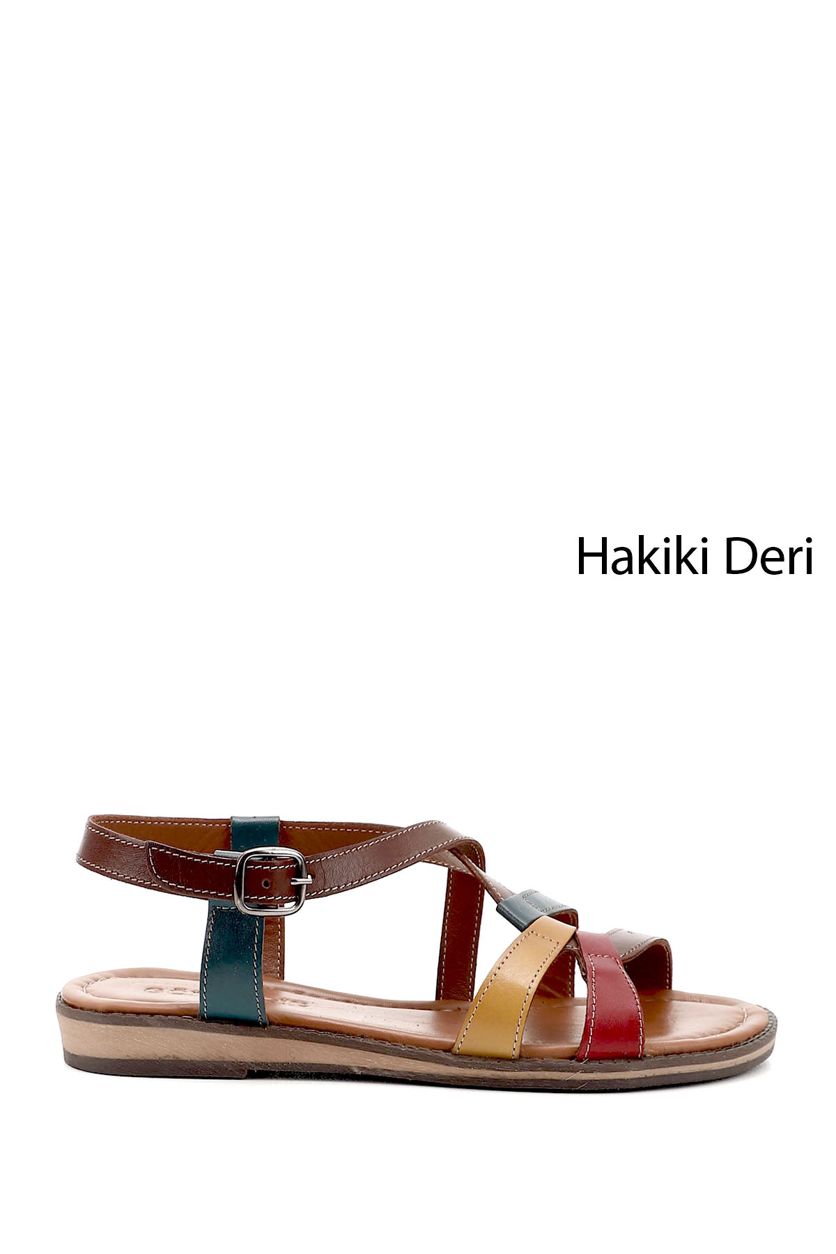 Women's Coffee Red Yellow Genuine Leather Sandals