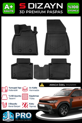 S Dizayn S-Dizayn Renault Duster 4X2 3D Pro Havuzlu Paspas 2024 Üzeri A+ Kali...