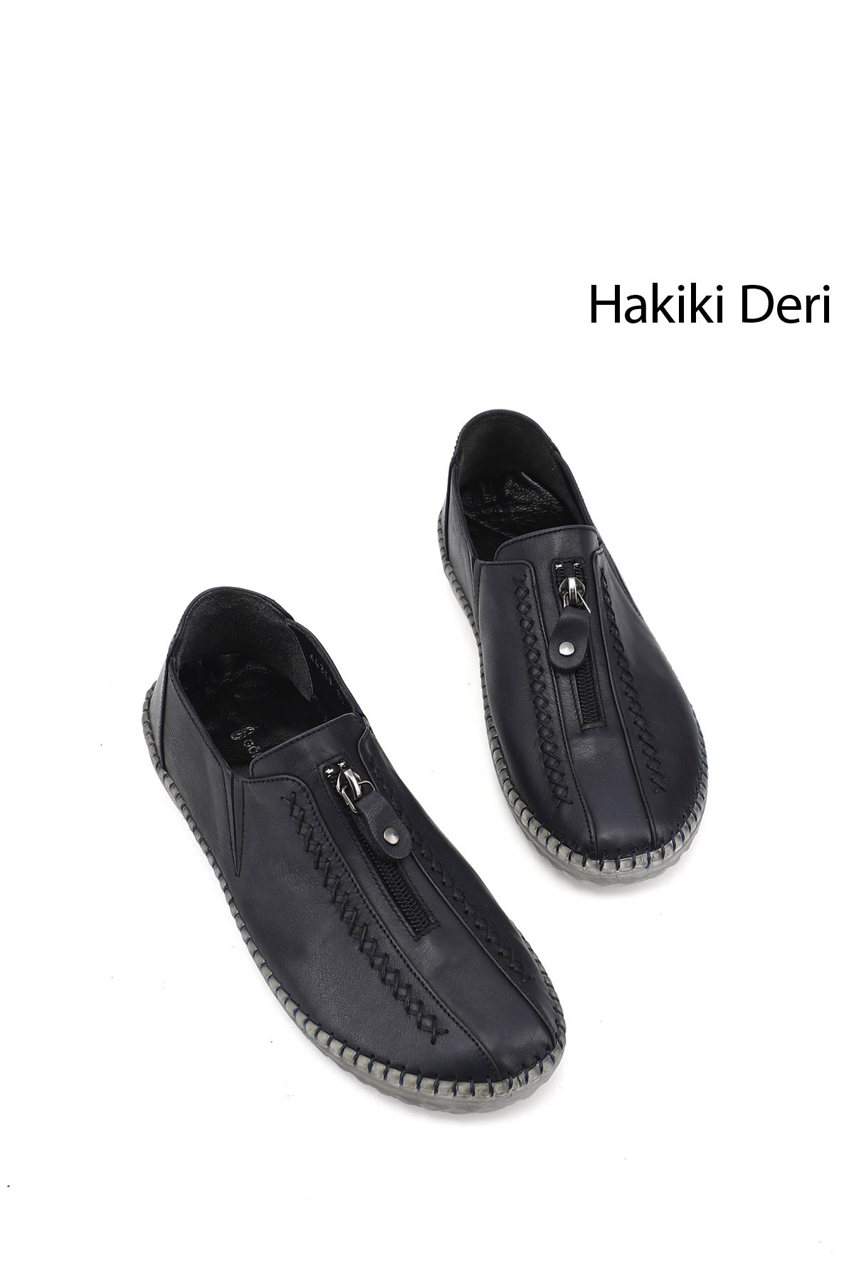 Women's Navy Blue Genuine Leather Comfort Shoes