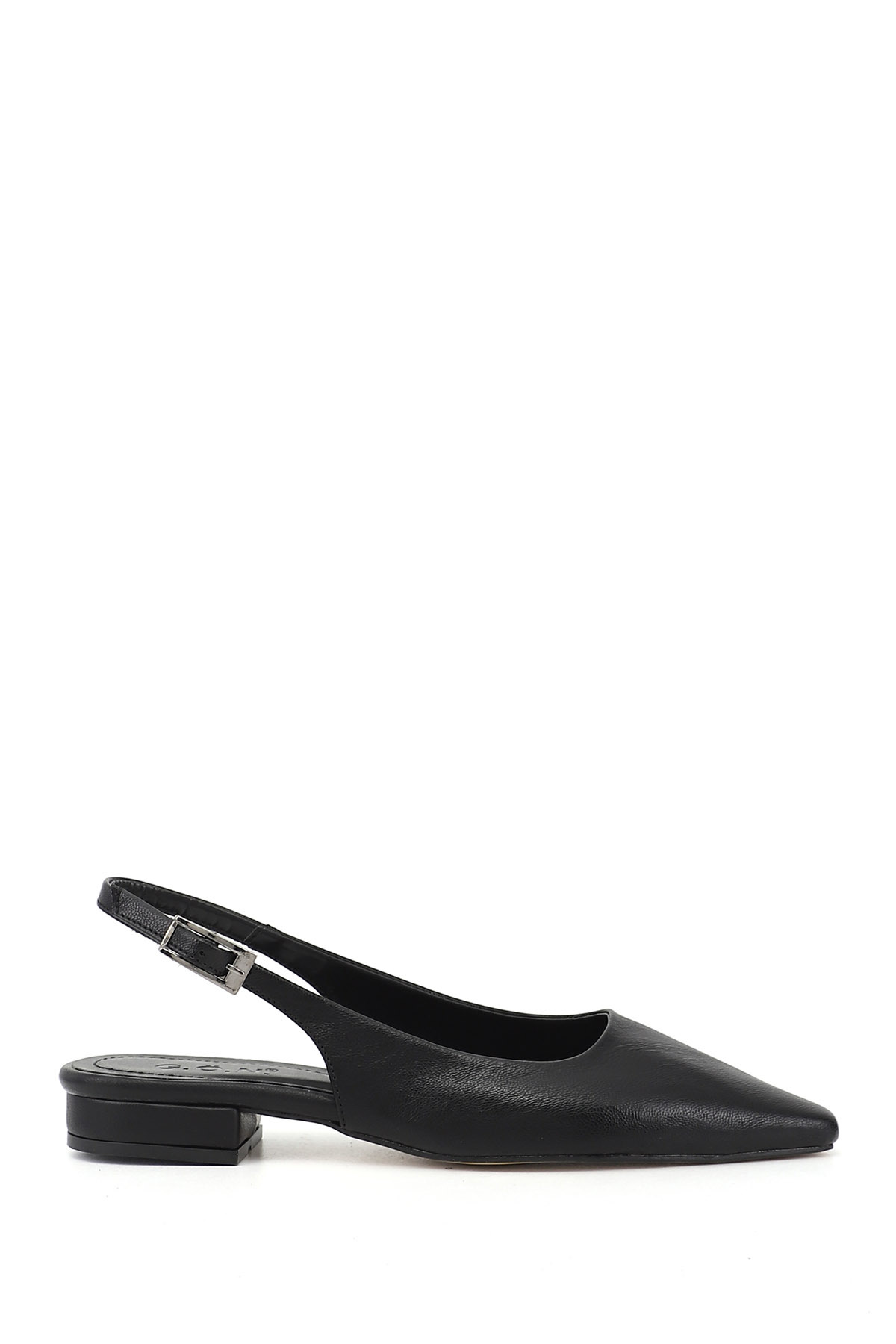 Women's Black Butt Toe Open-Back Shoes