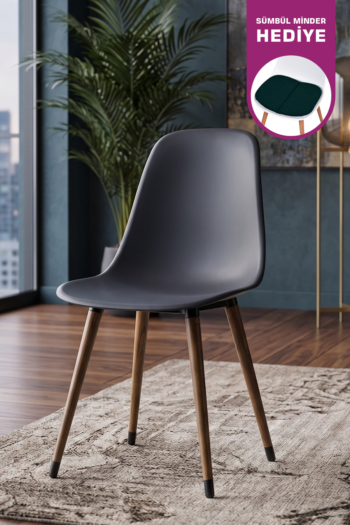 Eames Chestnut Wooden Leg Plastic Smoked Chair