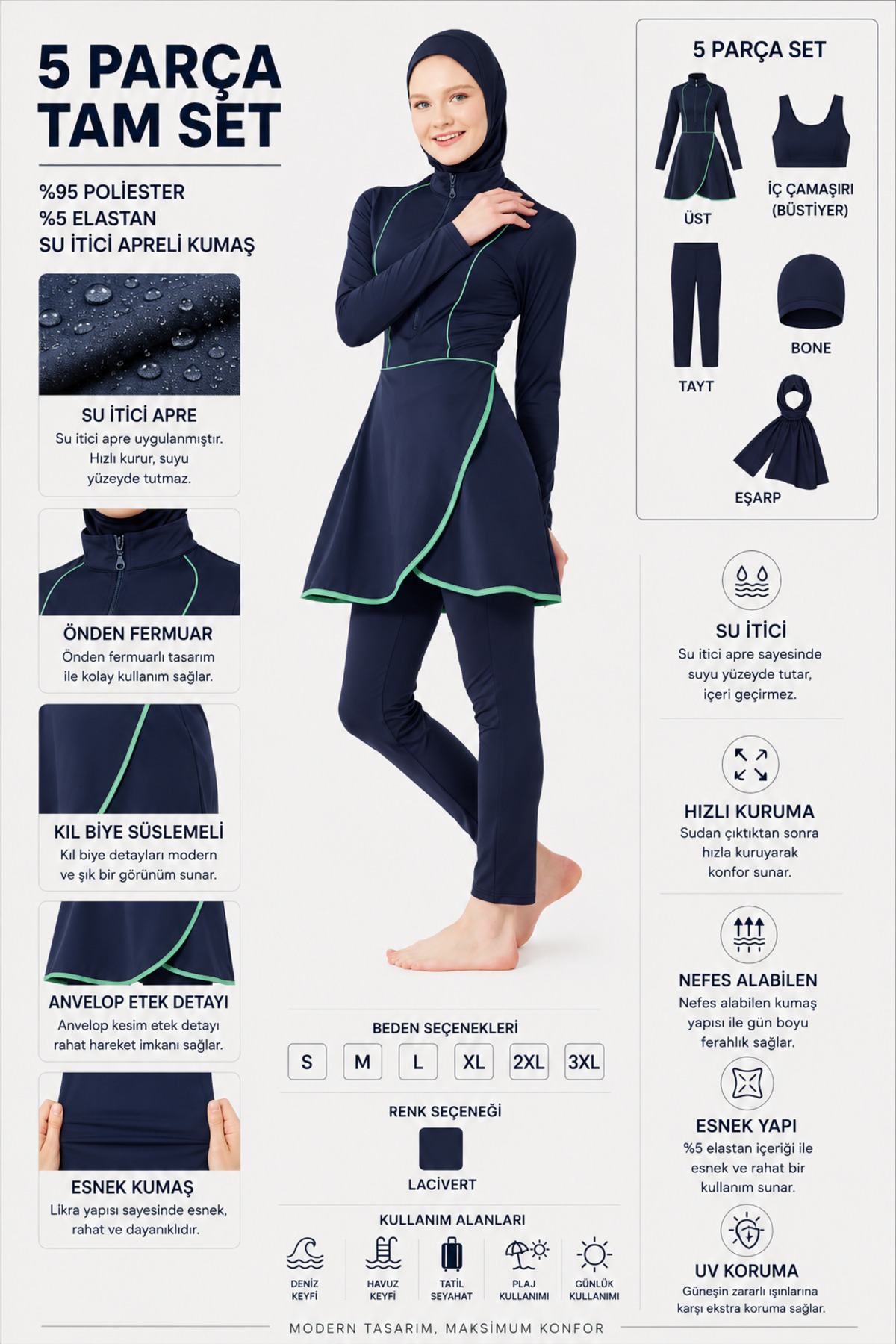 Patterned Modest Swimwear