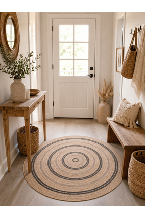 SANRUGS Home & Living Yıkanabilir Sisal Jüt Dokuma Hasır Halı Kilim Bej Kahve...