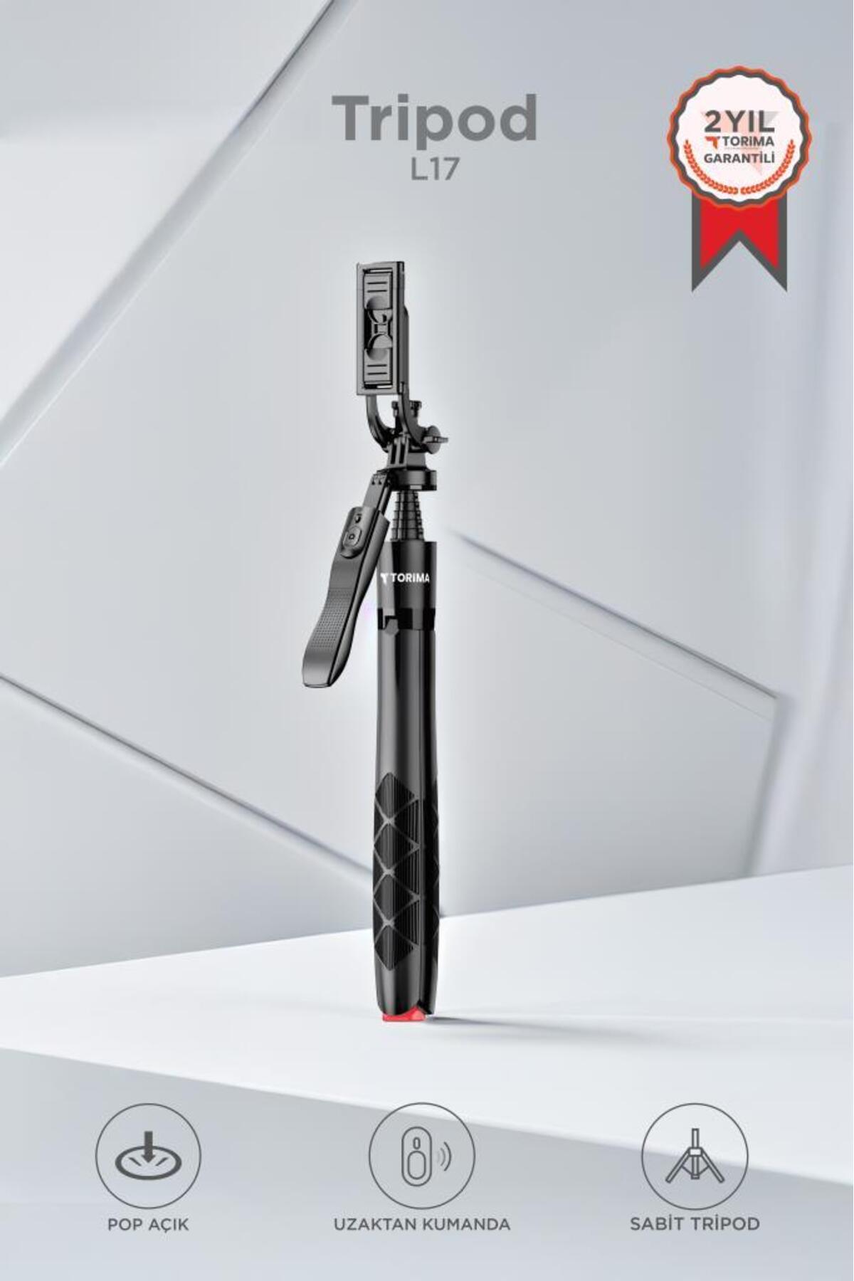 Tripod Multi Purpose Camera Phone Holder 1.8M Selfie Stick L17 Black
