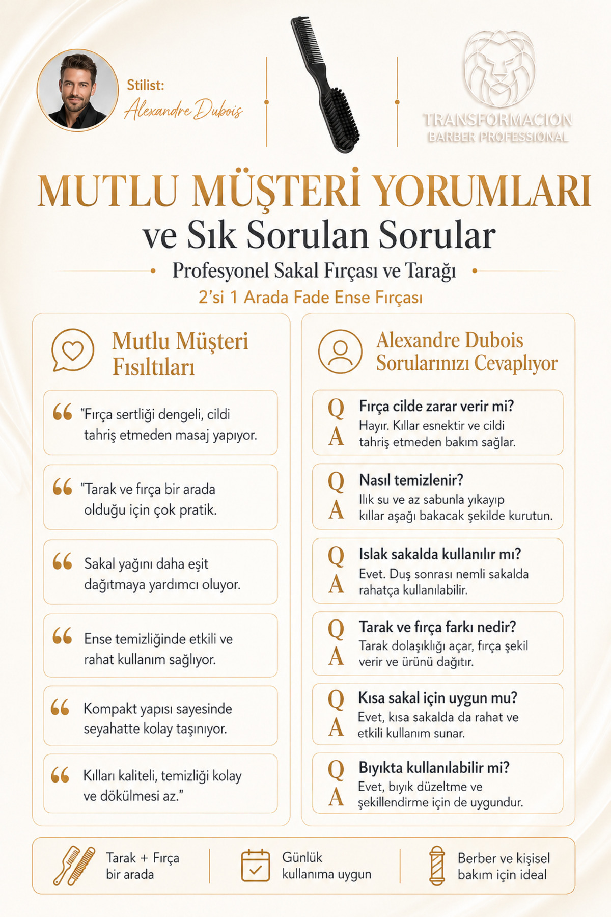 Saç Sakal Tarama Fırçası Profesyonel Sakal Fırçası ve Tarağı, 2'si 1 Arada Fade Ense Fırçası, Doğal Kıl Sakal Şekillendirici Bakım Seti 719584 — مشکی 719585 — تصویر 4 از 7