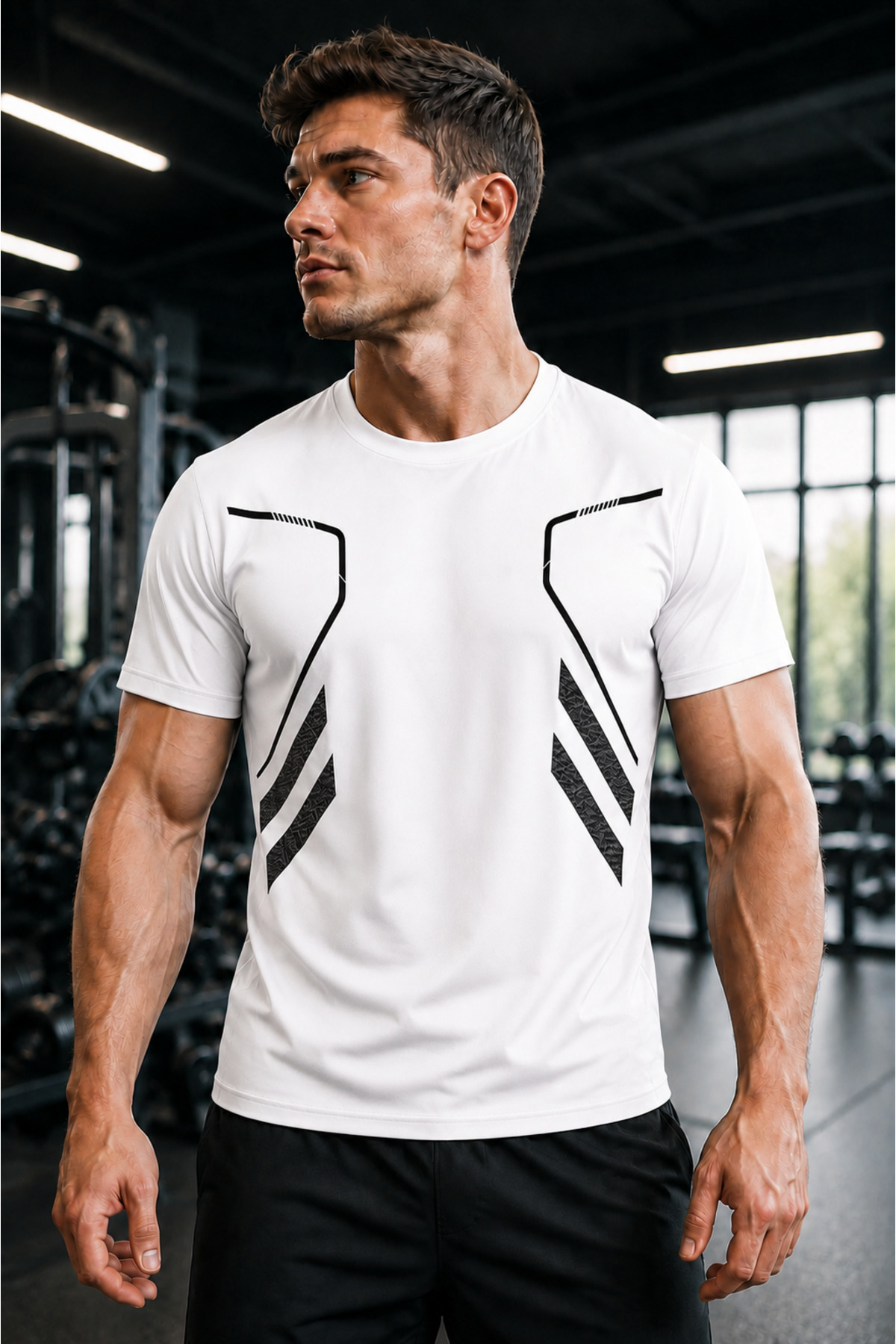 . Men's Compression Ultra Flexible Moisture Absorbing Body Geometric Fast Drying Lightweight Sports T-shirt