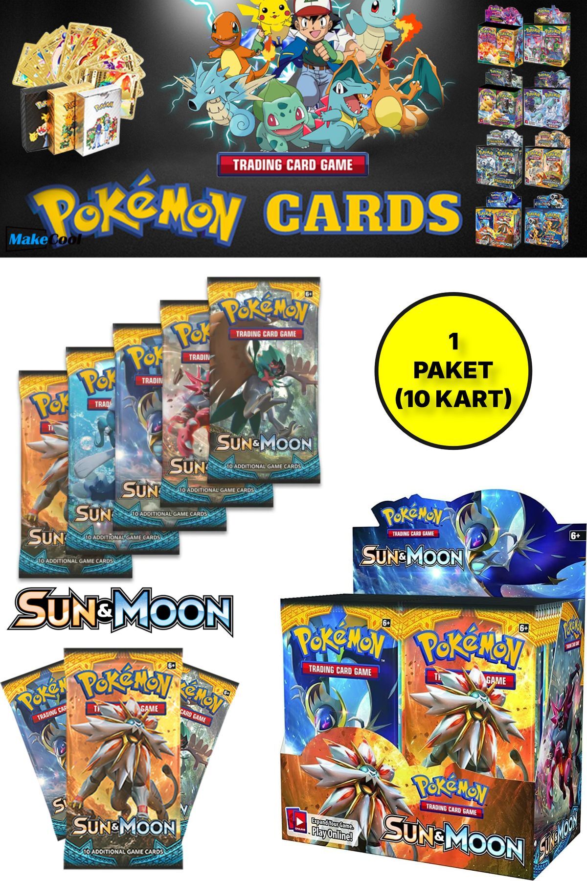Pokemon Sun ＆ Pokemon Moon　コレクター　限定版 TOYFEST Pokemon Oyun Kartı TCG Sun & Moon Booster Pack - 1 Paket