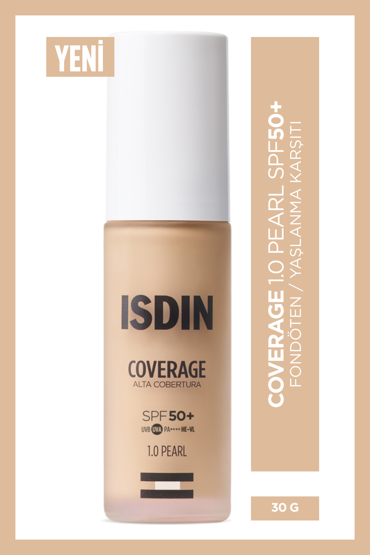 ISDIN Coverage SPF 50+ Yüksek Korumalı Yaşlanma Karşıtı Fondöten 30 gr Pearl
