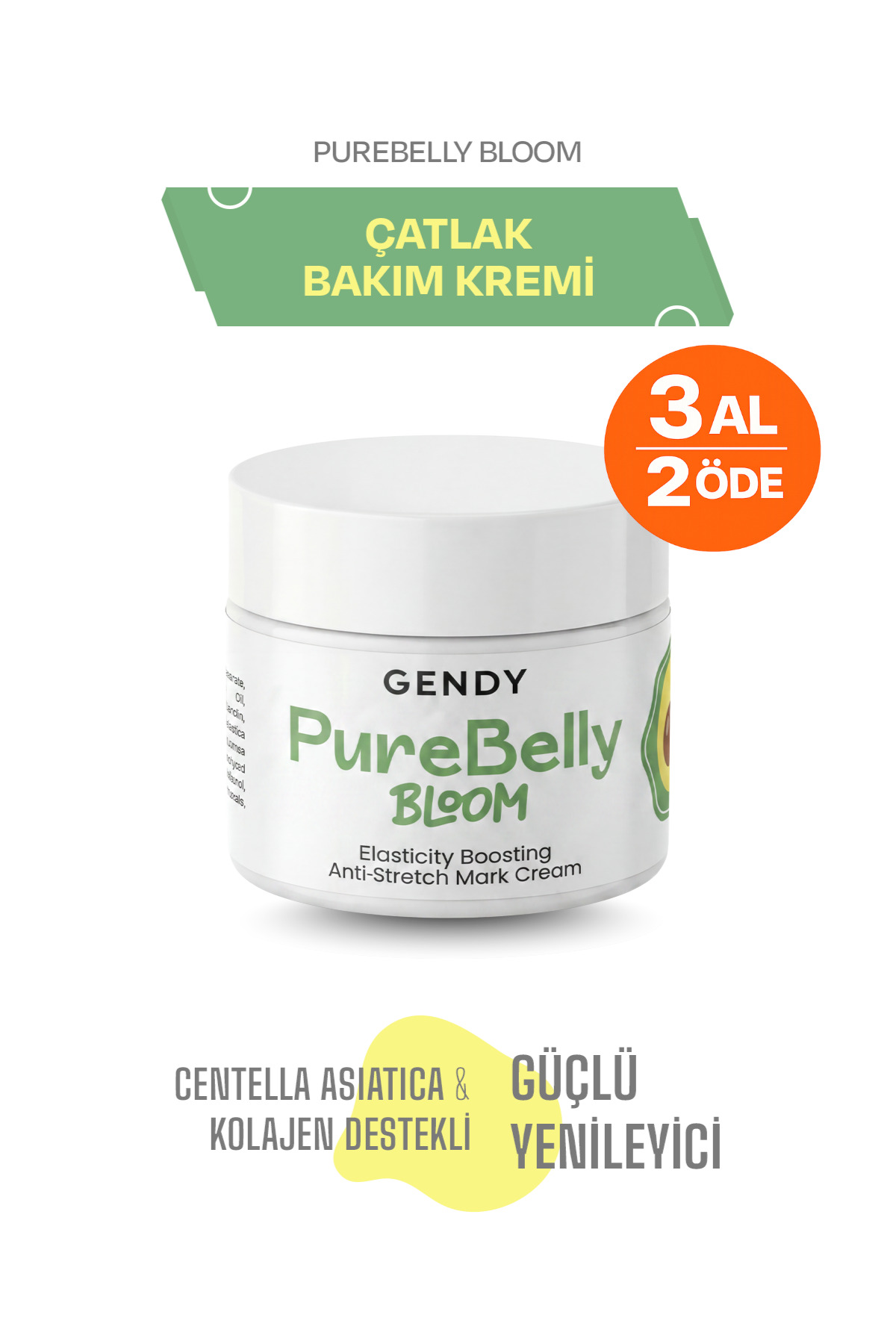 GENDY Purebelly Bloom - Hamilelik Öncesi ve Sonrası, Karın Bölgesi İçin Sıkılaştırıcı Çatlak Kremi 100 ML — GENDY-KRM-PPB