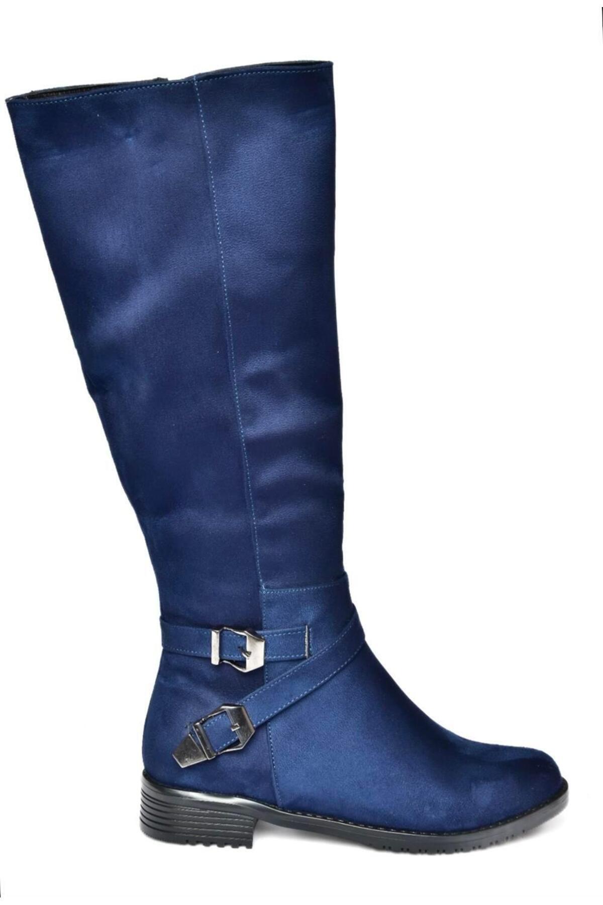 Fox Shoes Lacivert Süet Kadın Çizme E726203402 görsel 5