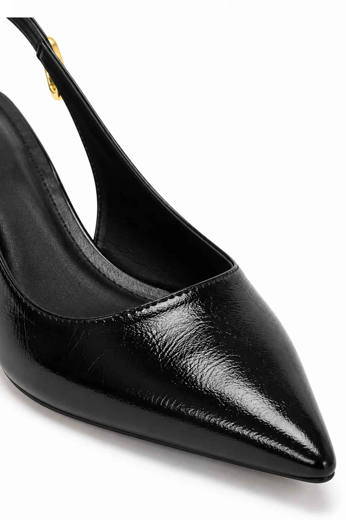 BonuStep Chic Kitt Kadın Siyah Gold Toka Detaylı Alçak Topuklu Ayakkabı 4cm görsel 5