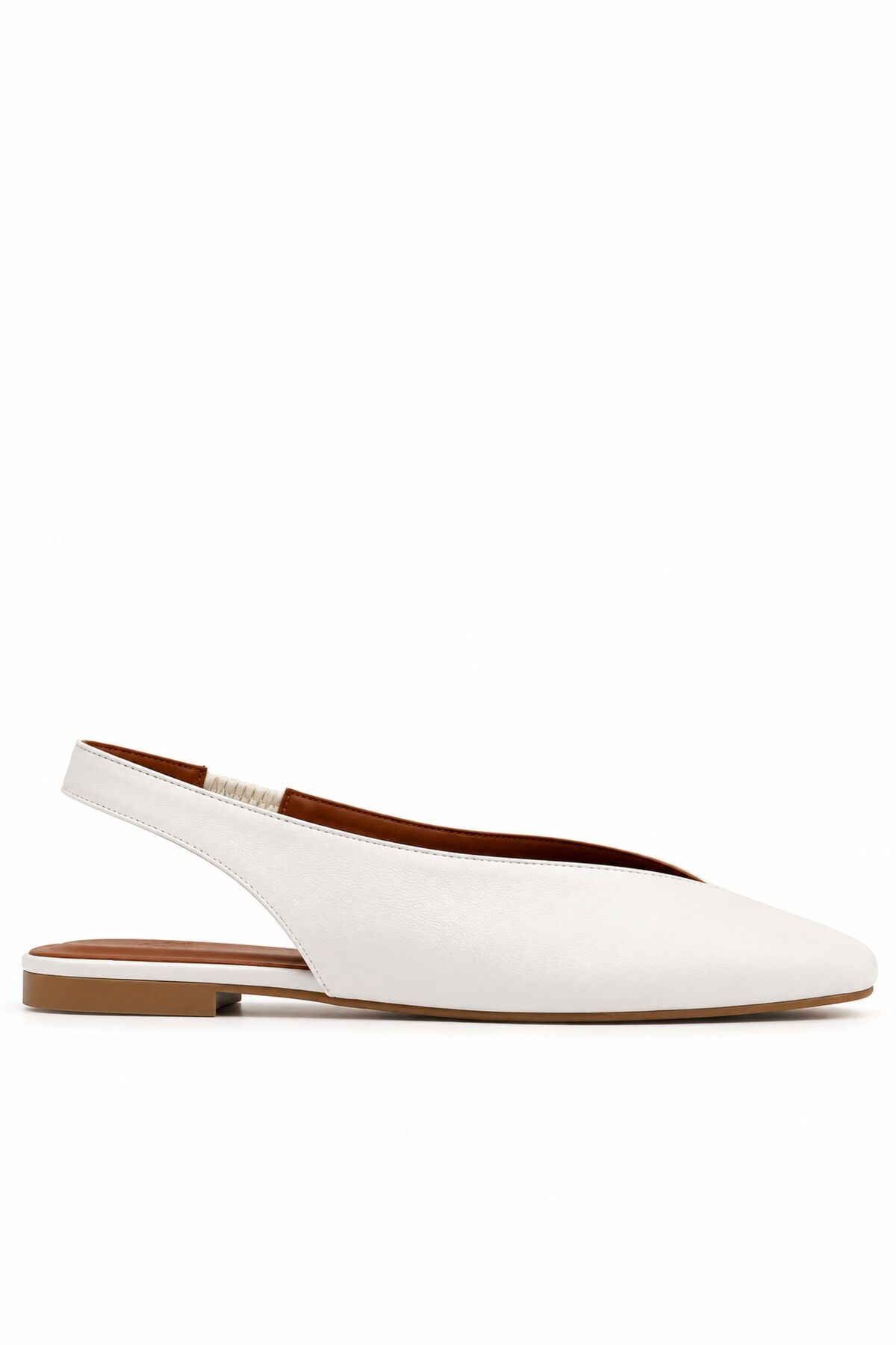 Genel Markalar Siena Kadın Beyaz Kare Burun Babet Slingback görsel 3