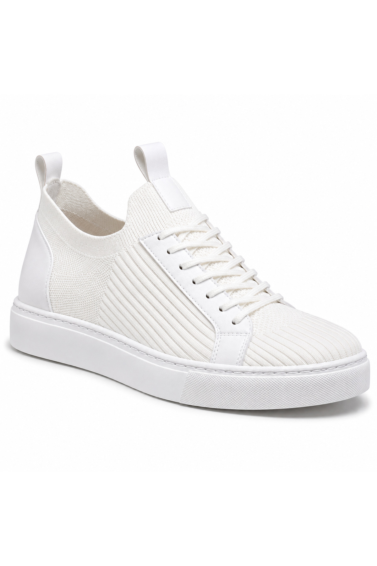 White Knitwear Men's Sports Shoes - Breathable Non-Sweat Lace-up Casual Sneaker KB 112