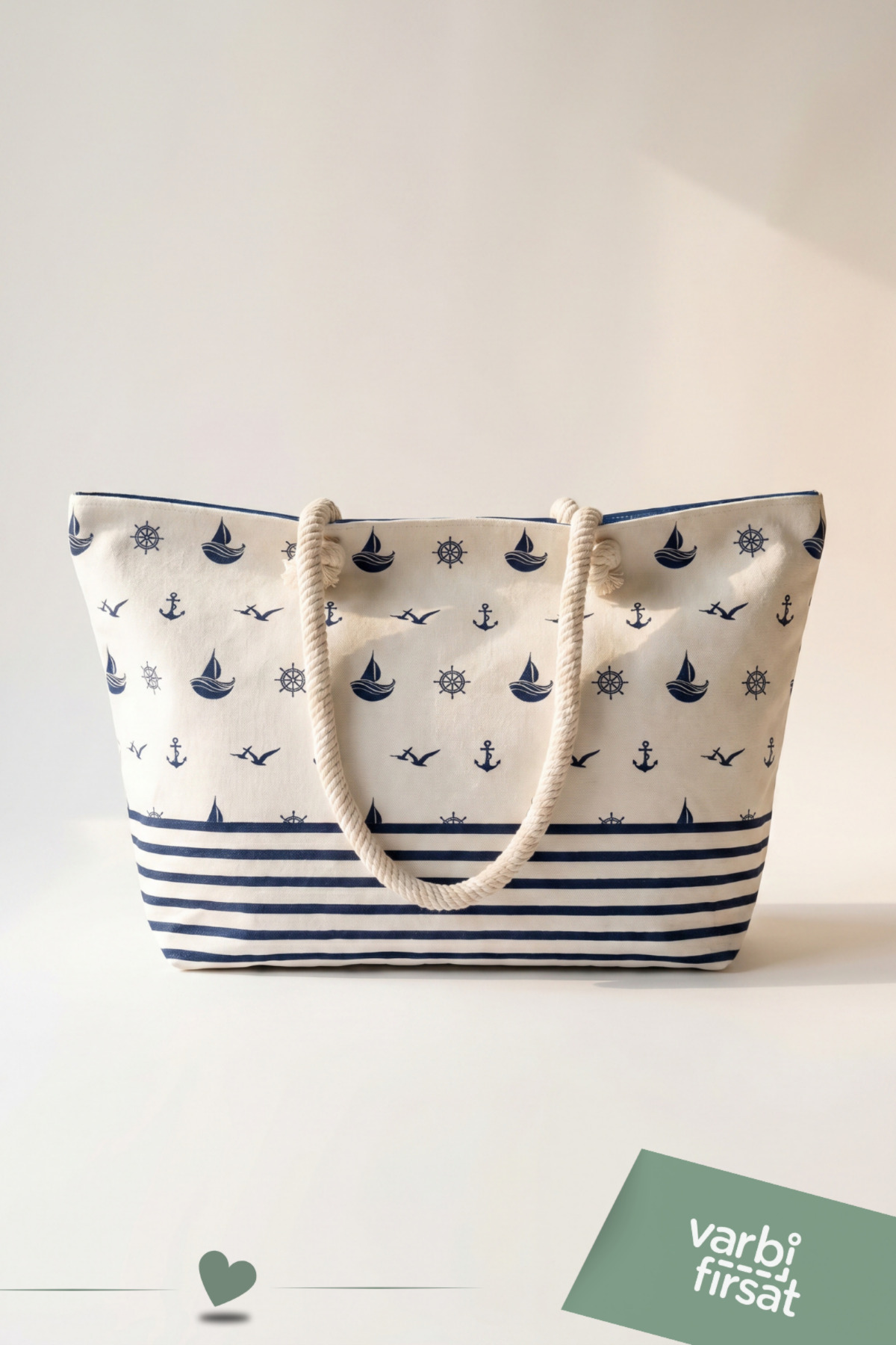 Varbifırsat Tote Plaj Çantası, Fermuarlı Büyük Boy Alışveriş ve Günlük Omuz Çantası 50x30 cm görsel 5