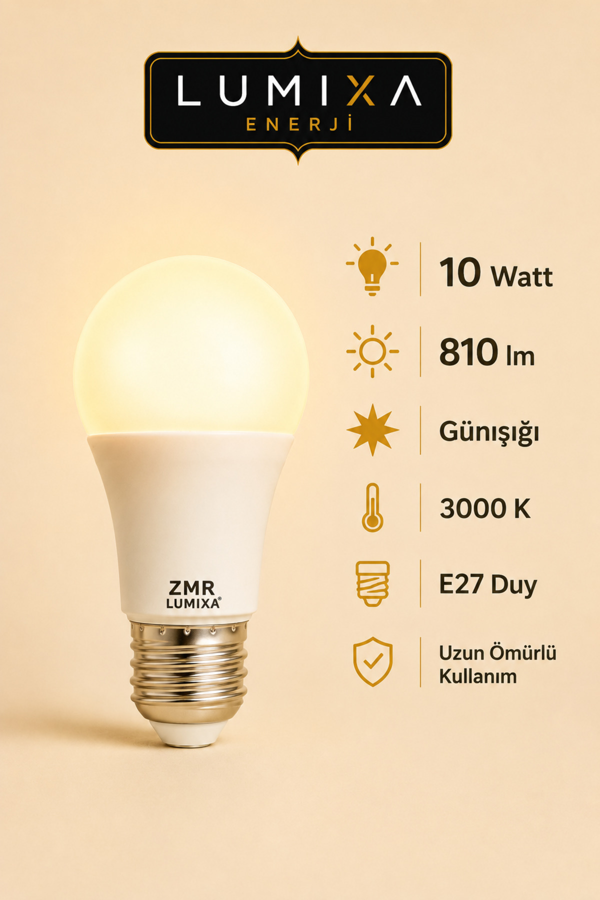 ZMR LUMIXA 10 WATT 810 LM GÜNIŞIĞI RENK AMPUL