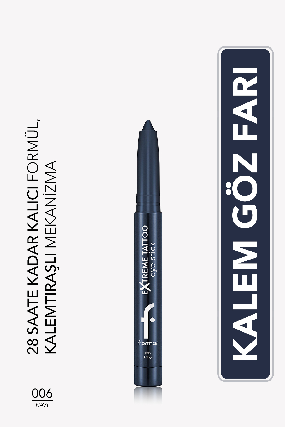 Flormar Extreme Tattoo Işıltılı Asansörlü Kalemtıraşlı Jel Göz Kalemi & Far Stick - 006 Navy — سرمه‌ای 10049