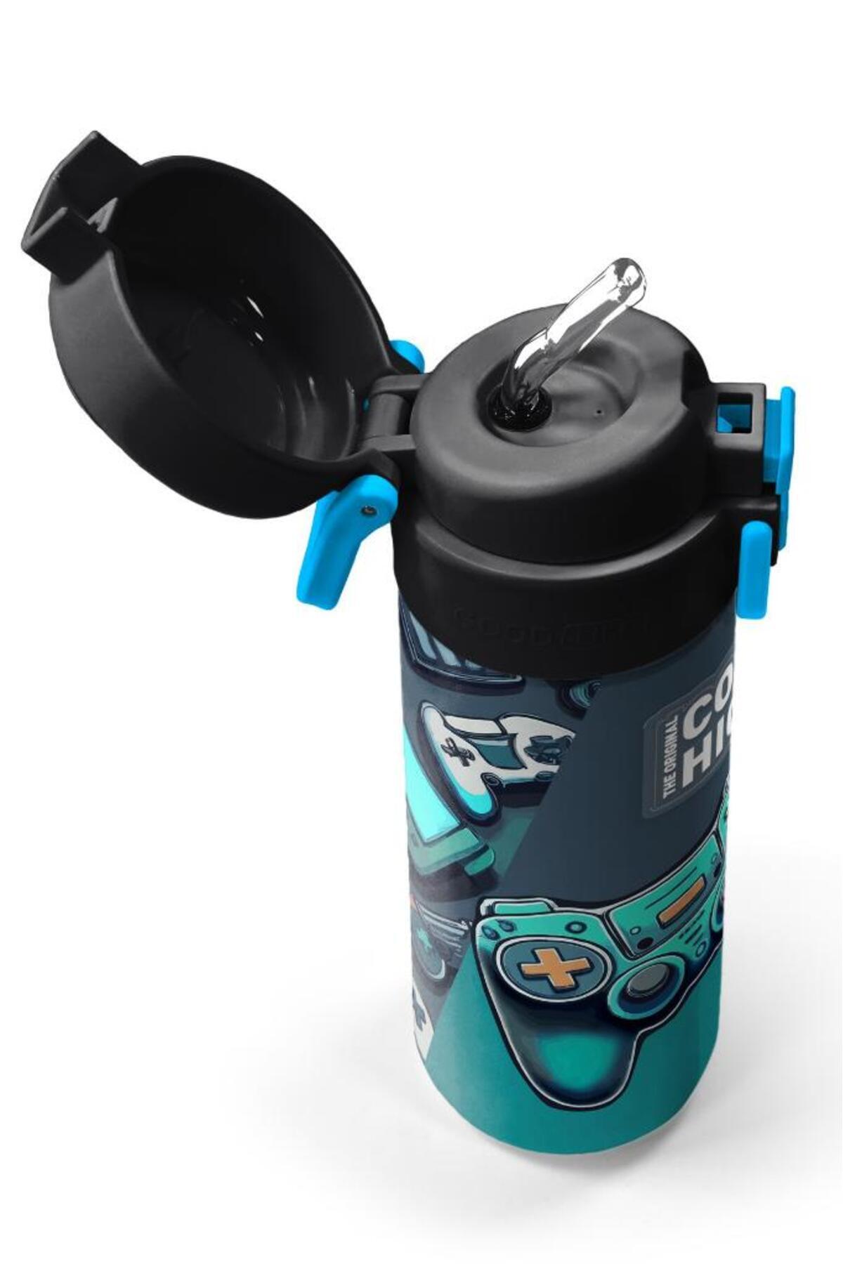 Kids Nefti Gamer Desenli Pipetli ve Direkt İçim Çelik Termos 500 ml 31861