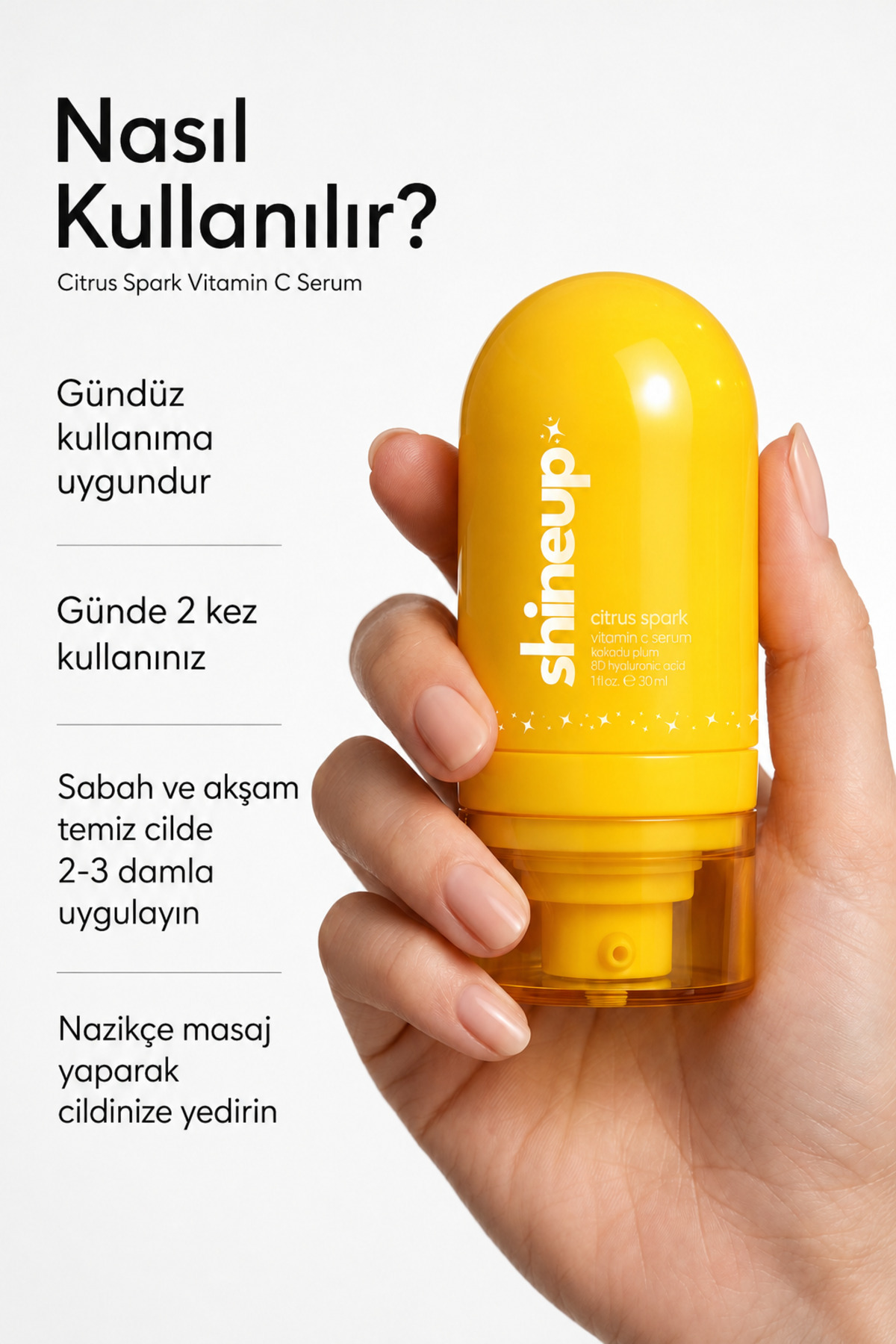 Citrus Spark C Vitamini Serum 30 ml | Aydınlatıcı, Ton Eşitleyici & 8D Hyaluronik Asit Nemlendirici — CITRUSSPARK-001 — تصویر 4 از 7