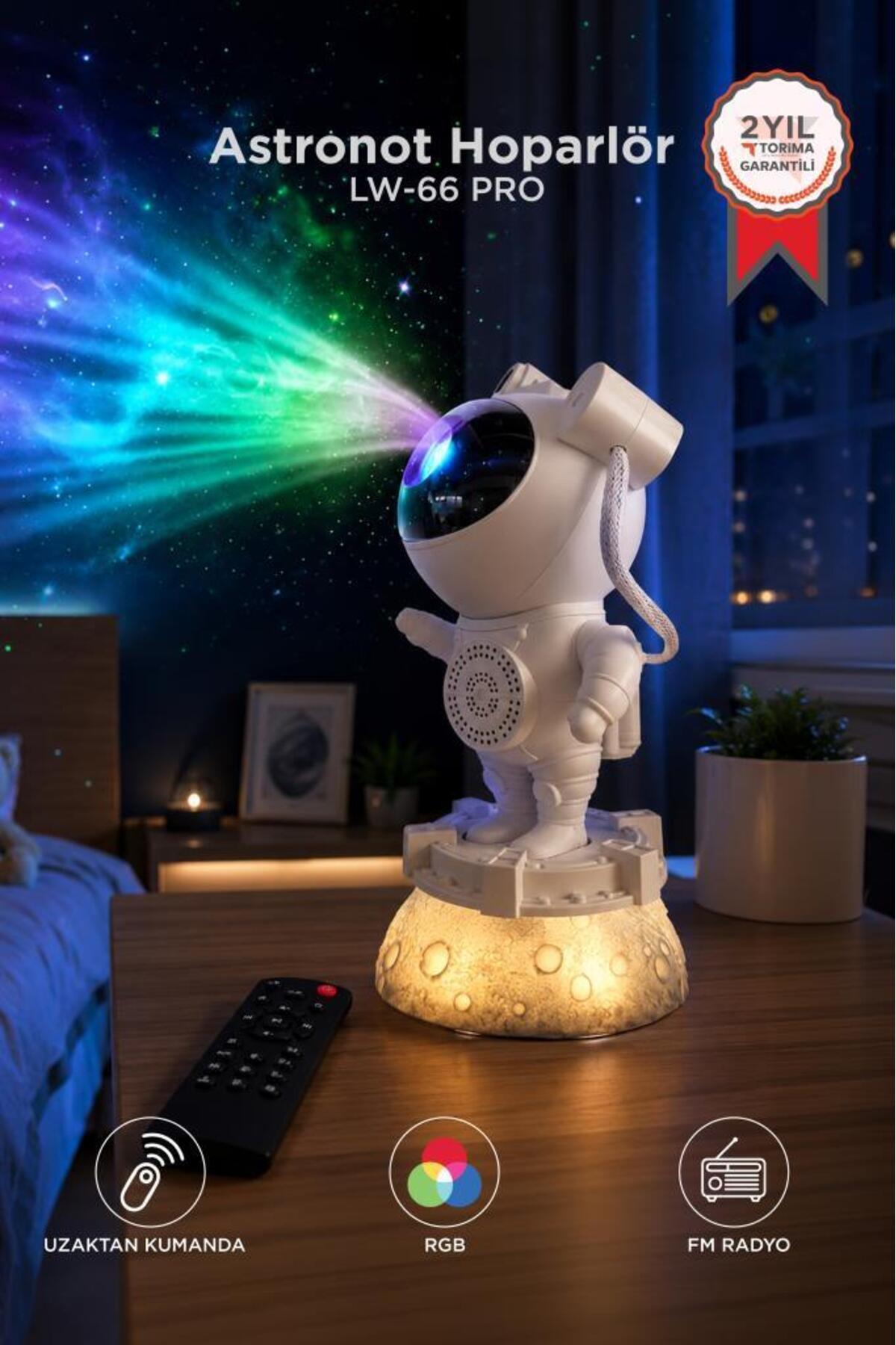 Torima Astronot Bluetooth Hoparlör Müzik Çalarlı Kumandalı Gece