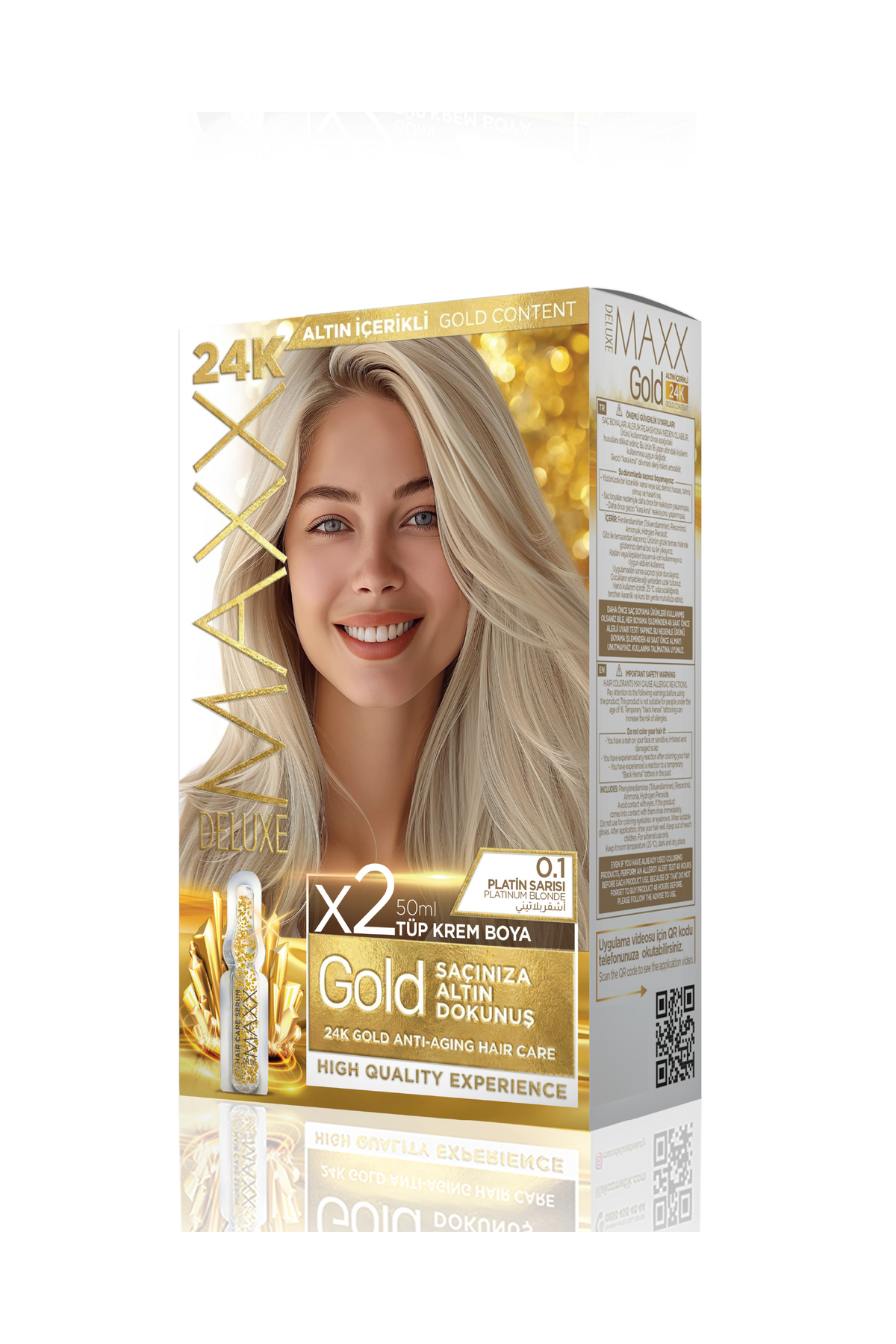 MAXX DELUXE Golden Beauty Set Saç Boyası 0.1 Platin Sarısı — زرد MDGB21