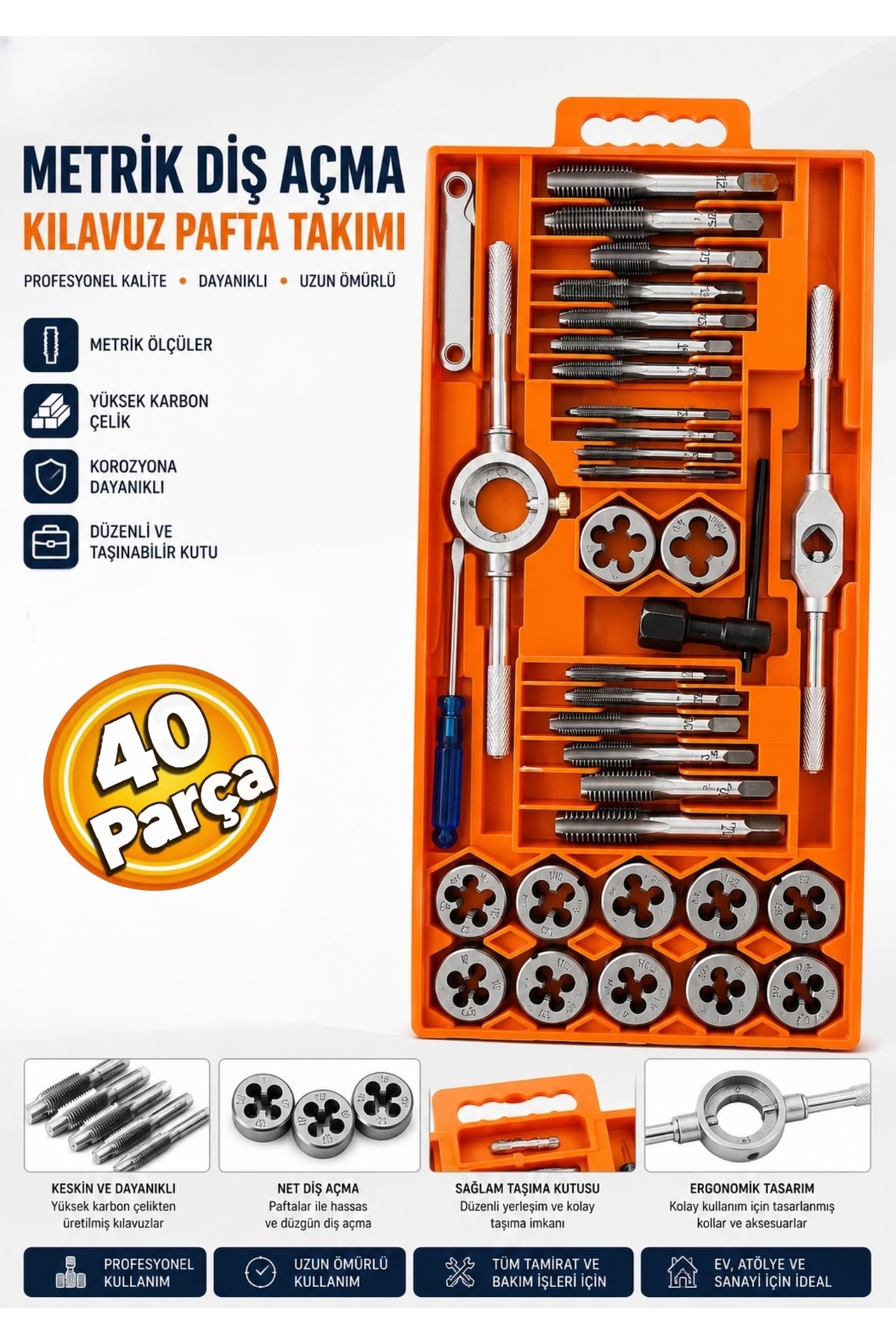 ar 40枚セット Rico RC40 Pafta Kılavuz Seti 40 Parça Metrik Diş Açma Takımı Set