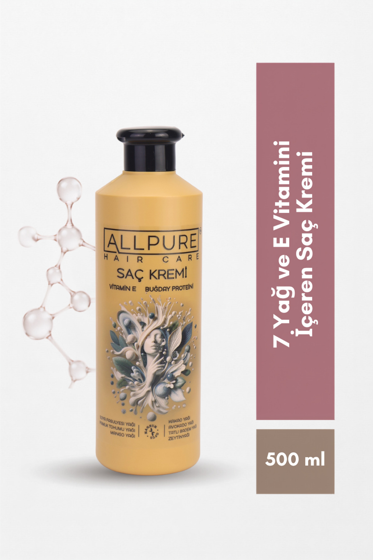 ALLPURE SAÇ KREMİ (500 ml 7 YAĞ ve E VİTAMİNİ İçeren Onarıcı Bakım-İpeksi Görünüm) — ALL-SK-01
