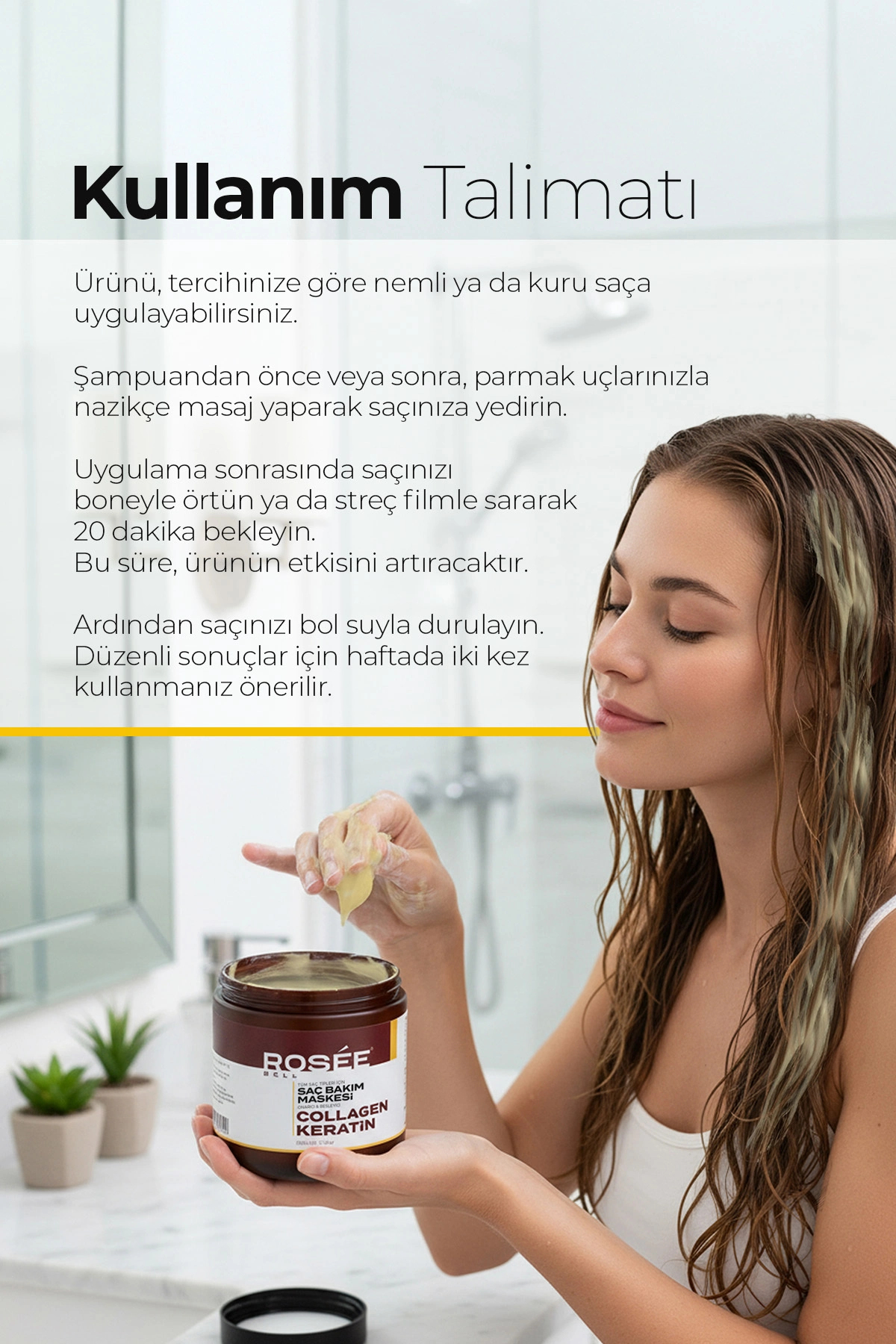 ماسک مراقبت از مو کلاژن و کراتین، ماسک موی ترمیم کننده کلاژن ۵۰۰ میلی لیتر — ROSEHAIR1 — تصویر 4 از 4