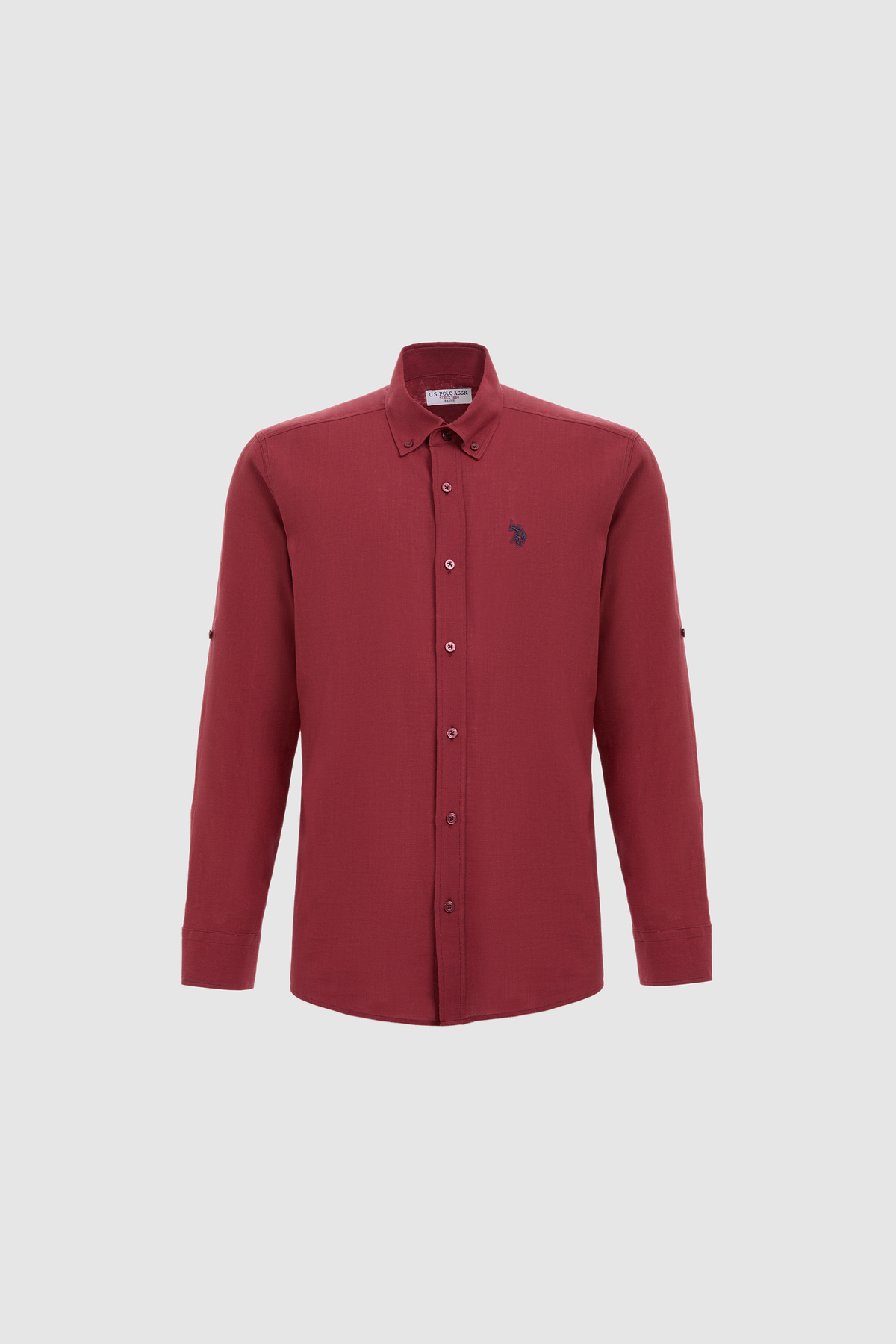 U.S. Polo Assn. Erkek Vişne Uzun Kollu Basic Gömlek 50324660-VR223 görsel 7