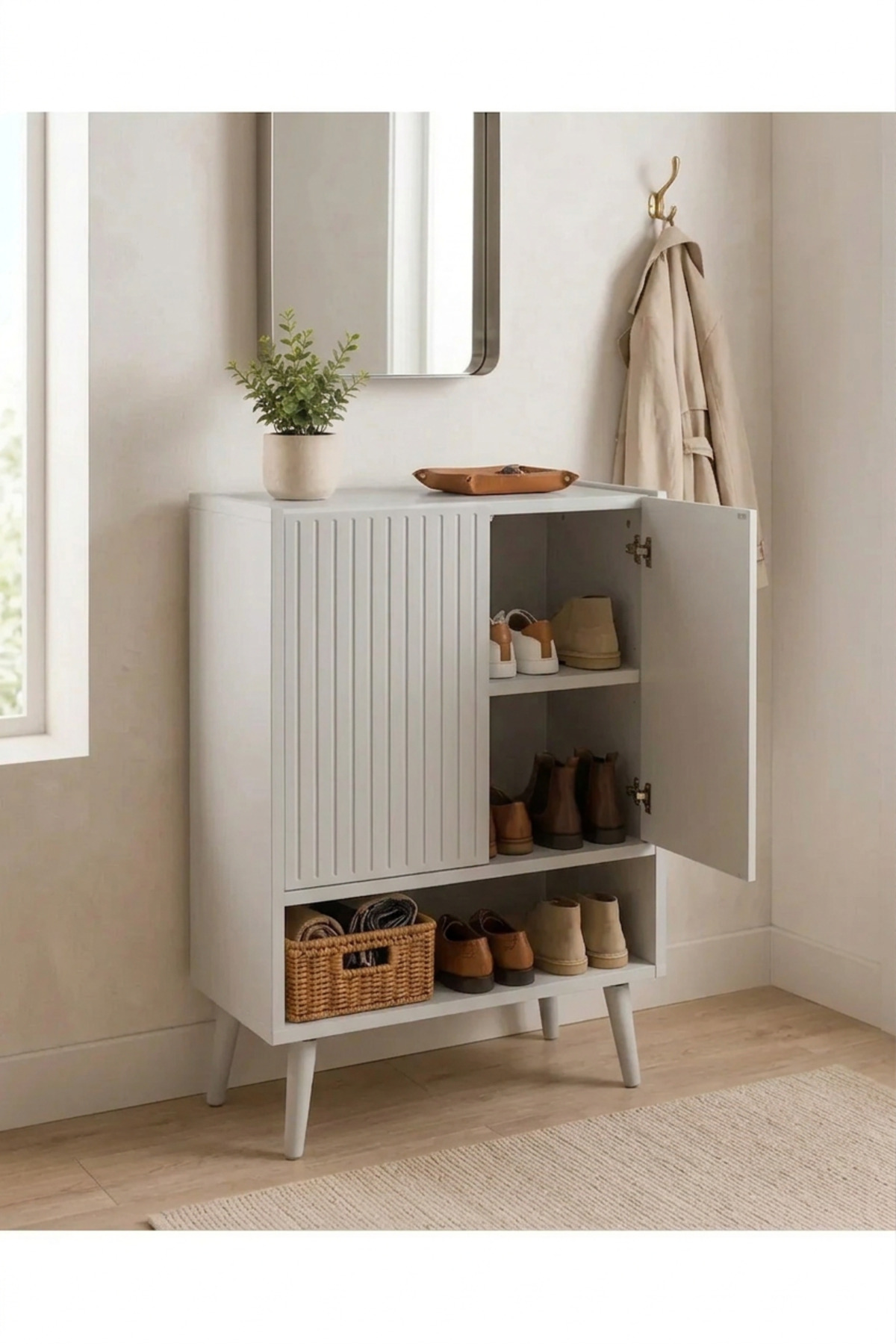 Capella MDF Shoe Rack and Multipurpose Cabinet with Shelf and Lid 60 cm