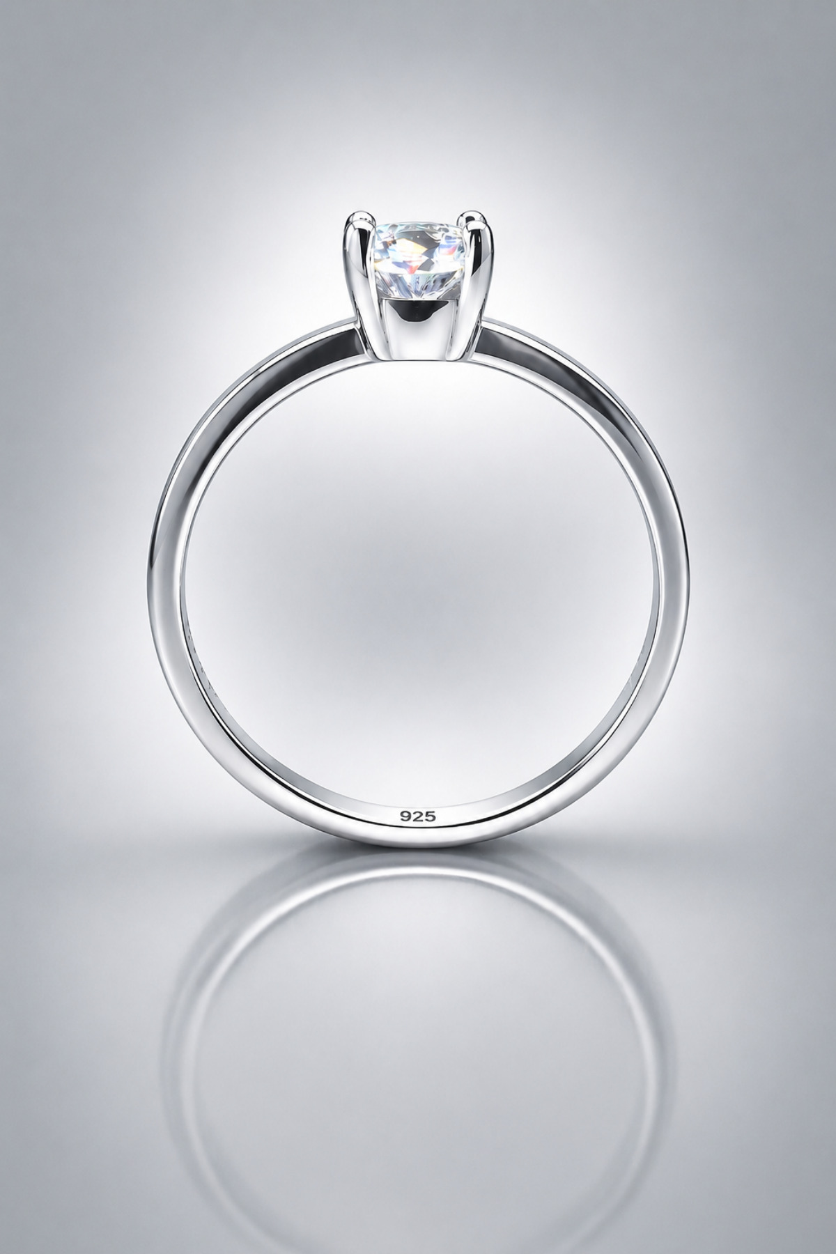 KLAZOJEWELRY 925 Ayar Gümüş Üzeri Yüksek Kalite Rodyum Kaplama Oval Kesim Minimal Tektaş Yüzük görsel 2