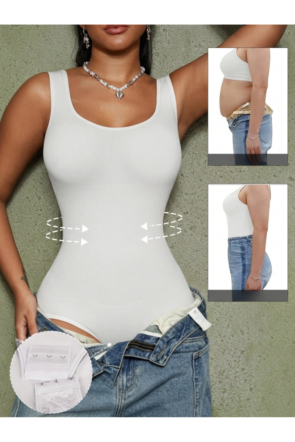 MİSTİRİK Morcia Model Kalın Askılı Seamless Toparlayıcı Ve Sıkılaştırıcı Çıtçıtlı Zıbın Korse Beyaz Renk