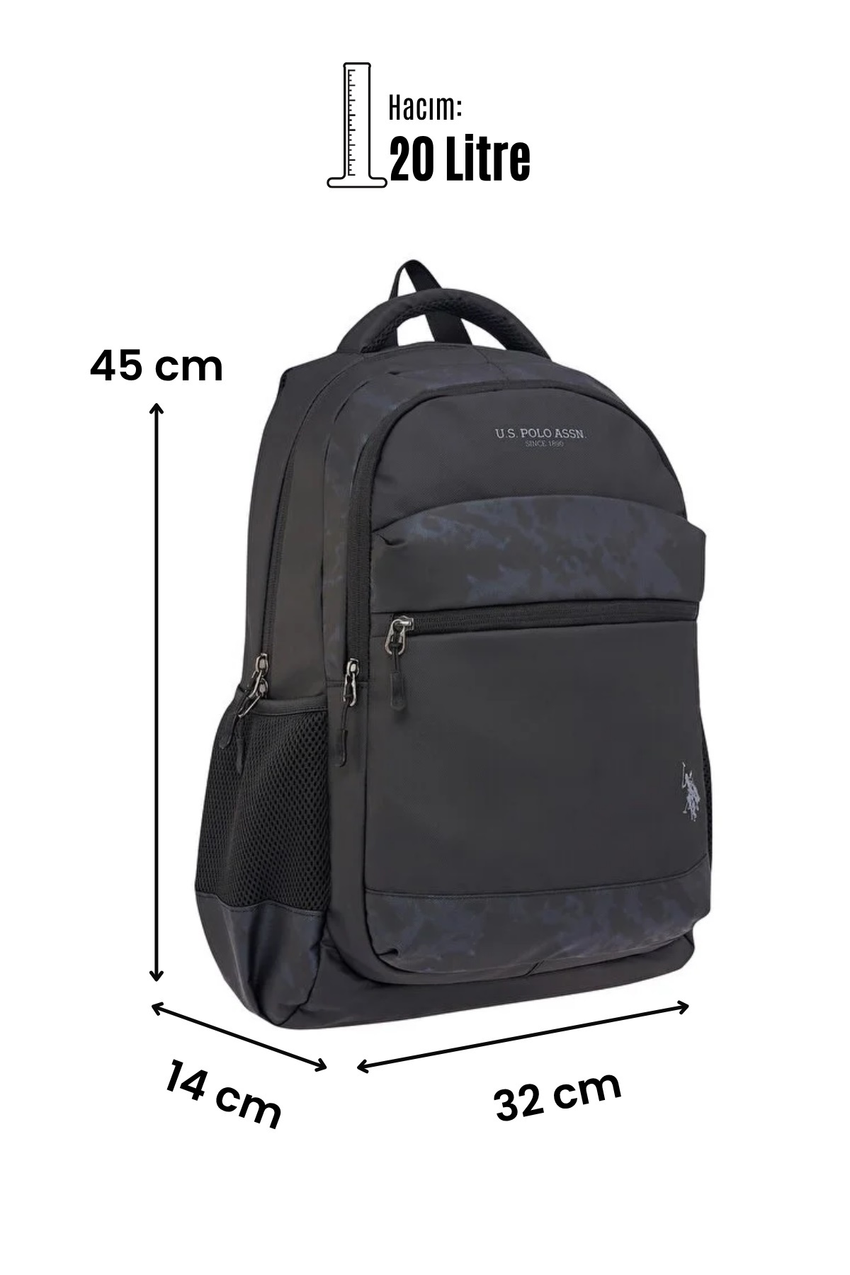 U.S. POLO ASSN. 24487 Business Sırt Çantası Laptop Bölmeli SİYAH görsel 8