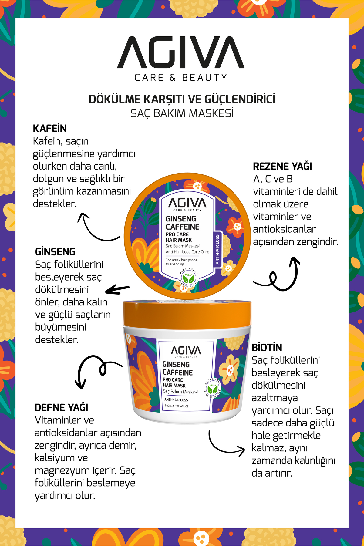 Caffeine Ginseng Zayıf ve Güçsüz Saçlar İçin Dökülme Karşıtı Saç Bakım Maskesi 300 ml - Vegan — COFFYMASKE — تصویر 4 از 6