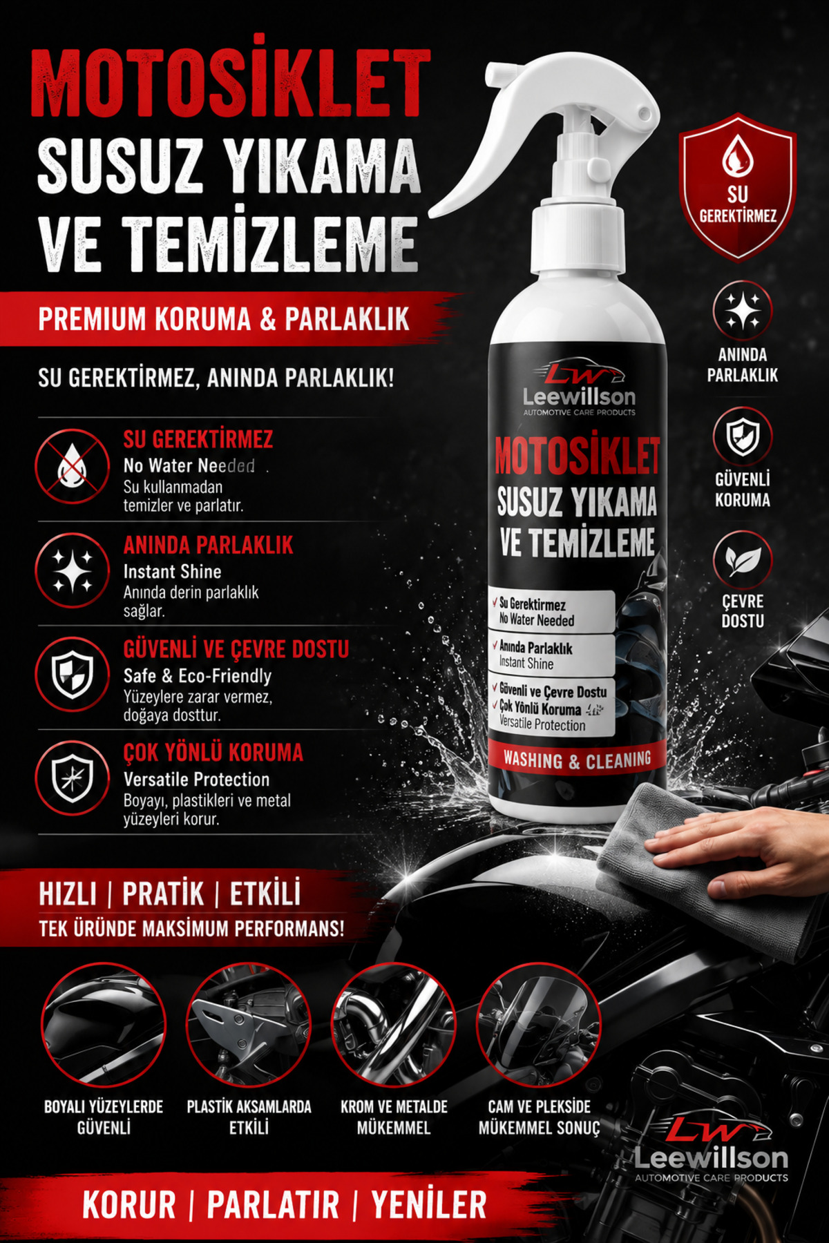 メル25338ページ♪ LeeWillson Susuz Motor Yıkama - Metal, Plastik, Grenaj Parlatıcı