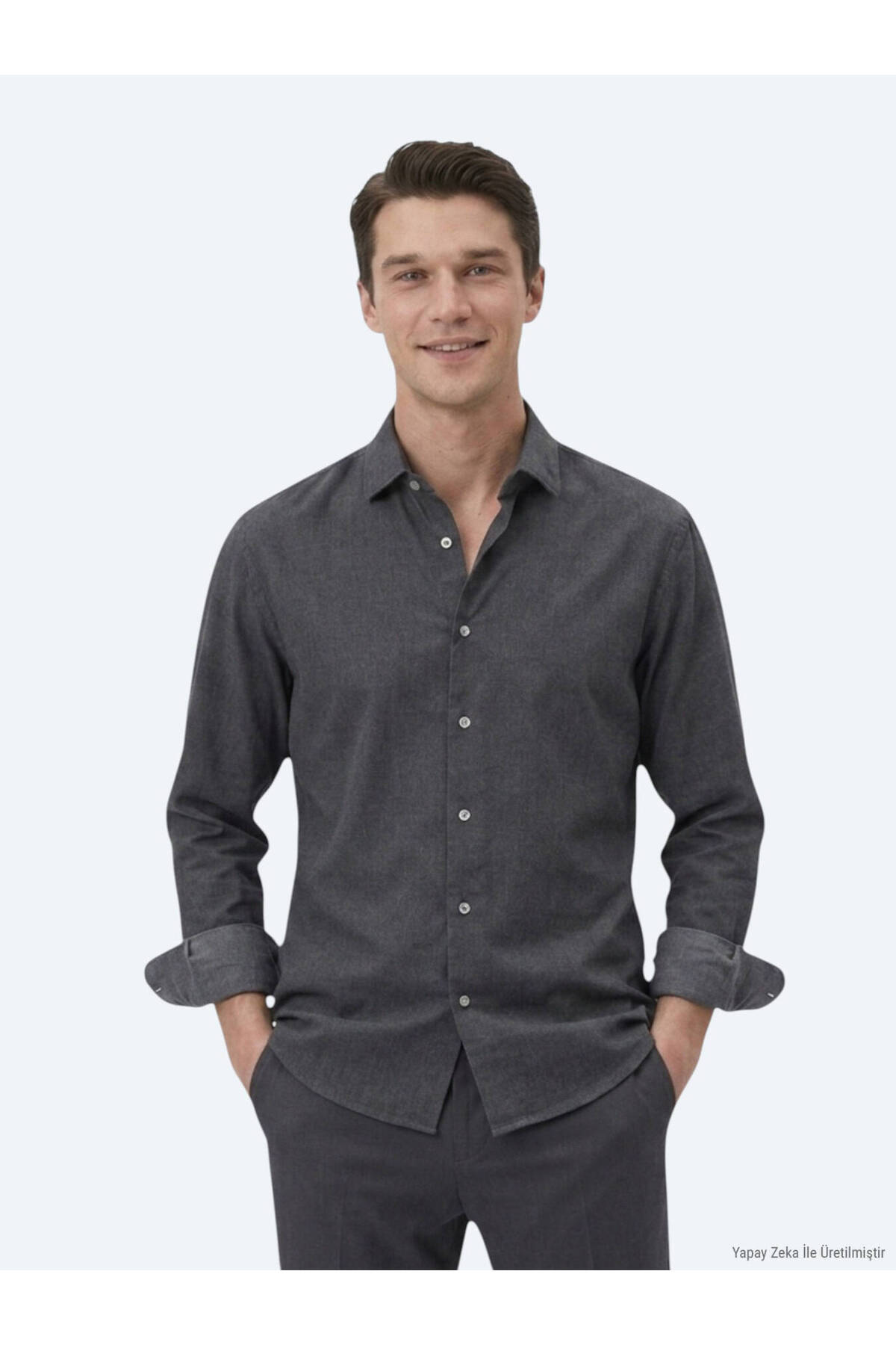 Kip Siyah Düz Regular Fit Uzun Dokuma Casual Pamuk Karışımlı Gömlek