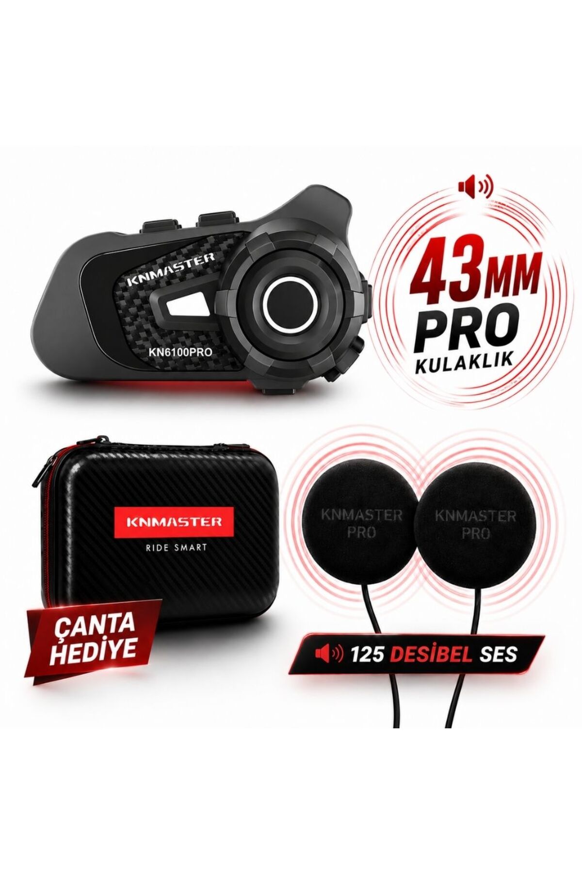 Knmaster Kn6100 PRO Motosiklet Kask Interkom Bluetooth Intercom
