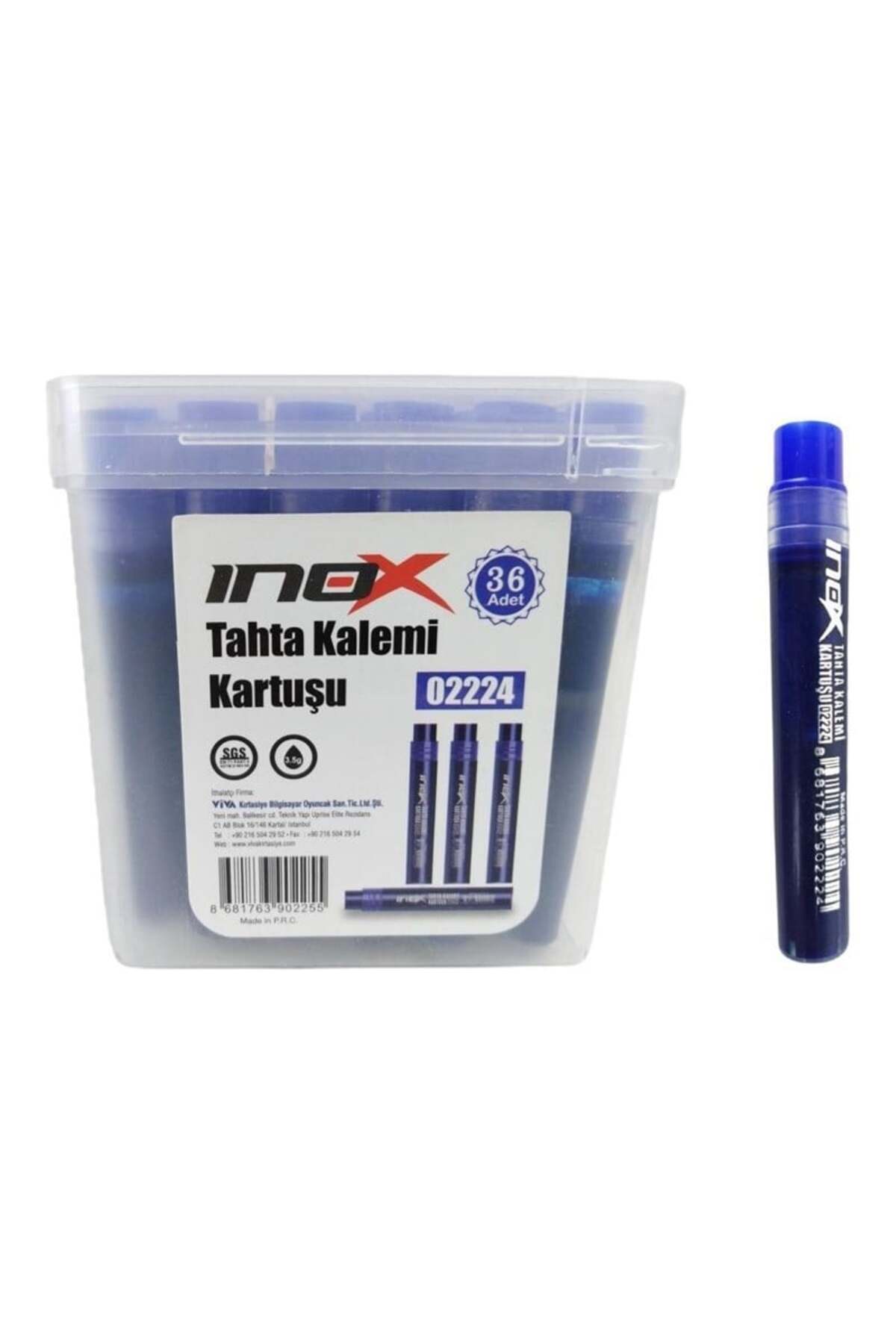 VİVA İnox Beyaz Tahta Kalemi Kartuşu Mavi 36'lı Paket