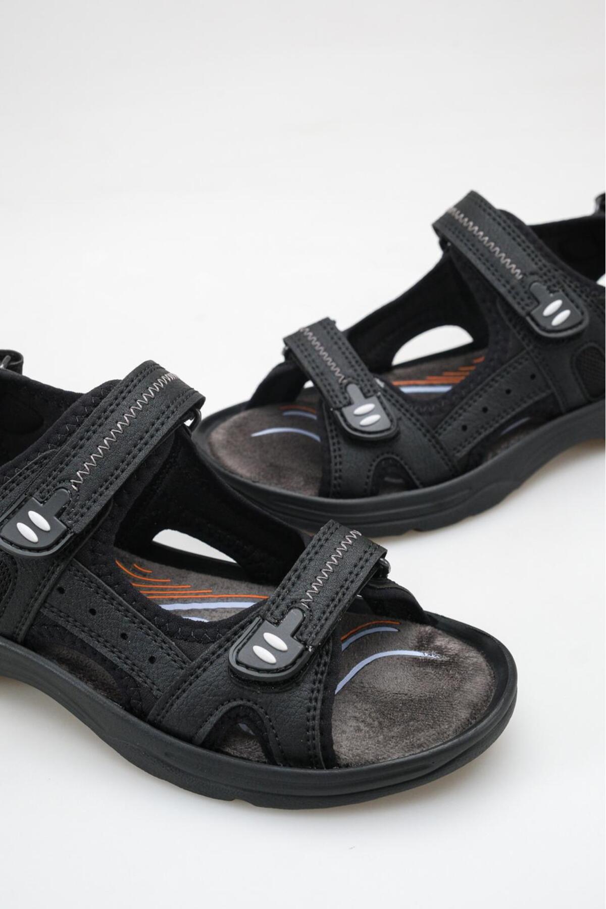 Süperland Unisex Siyah Trekking Sandalet görsel 4
