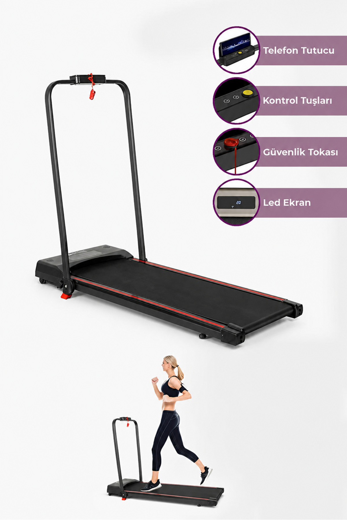 Relax Uzaktan Kumandalı Katlanabilir Yürüme ve Koşu Bandı 120 kg Kapasiteli 12 km Hız RL-910