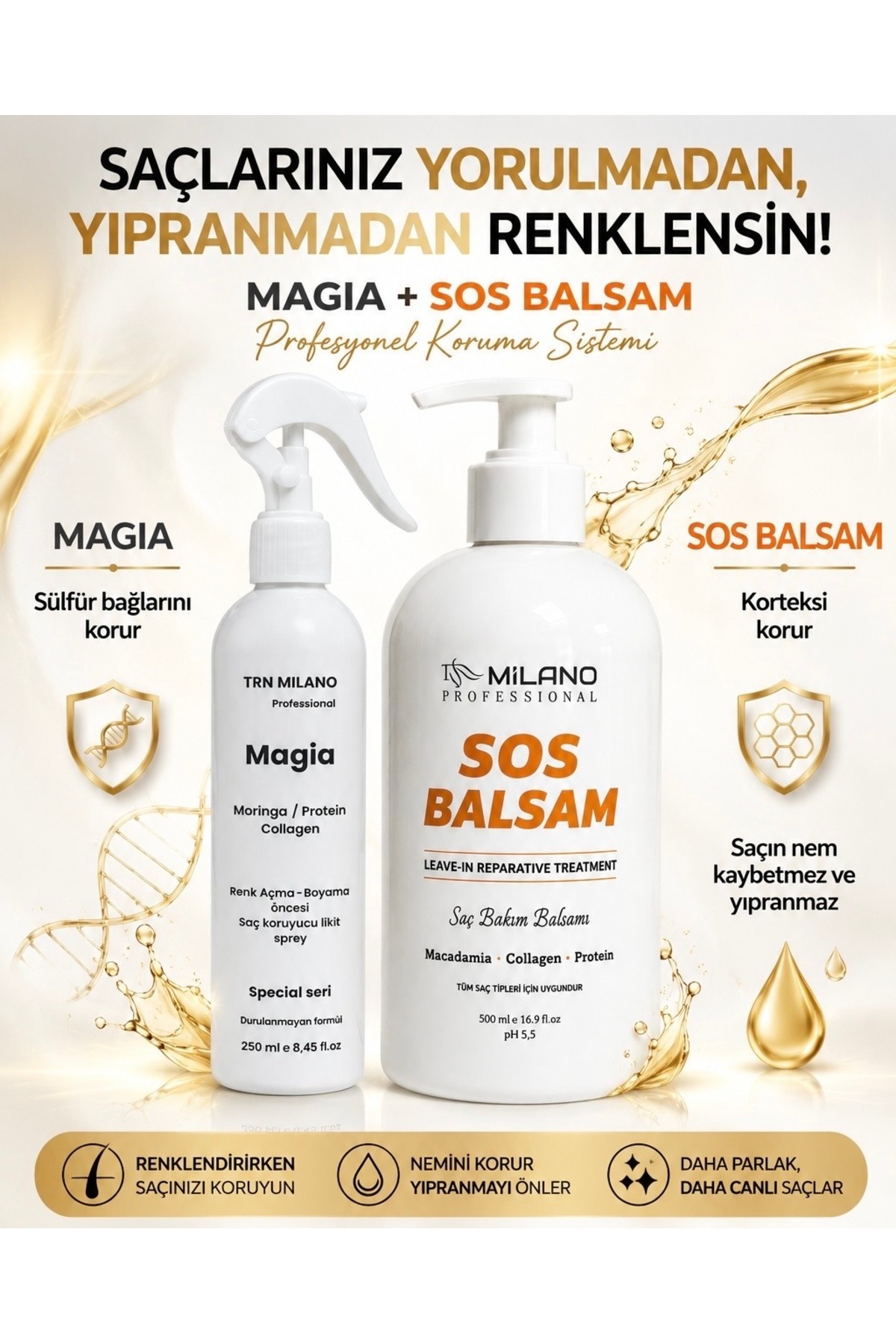 MAGİA SAÇ KORUYCU SPREY 250 ML VE 500 ML SOS BALSAM — MS1 — تصویر 5 از 7