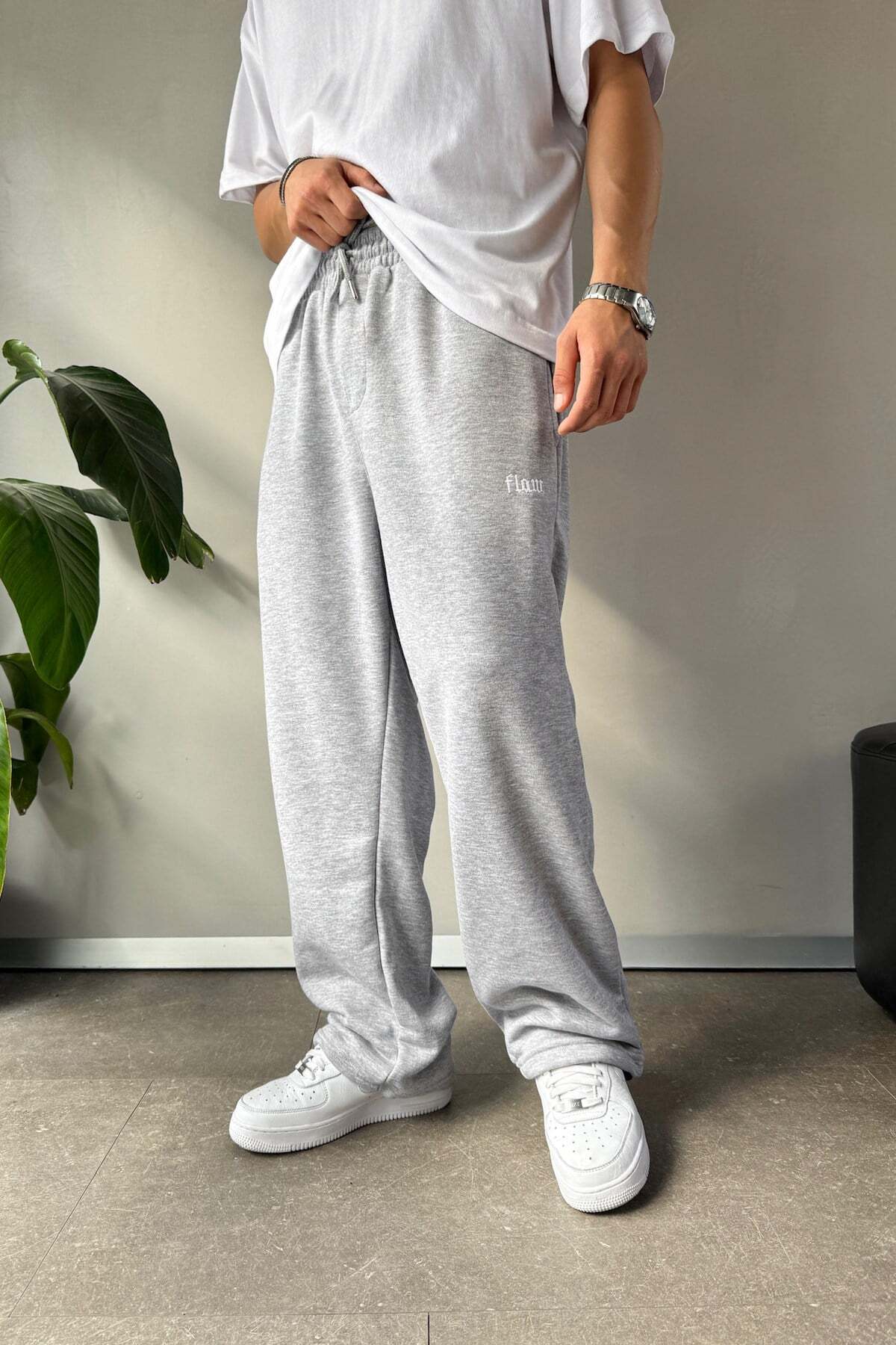 Flaw Wear Flaw Atelier Baggy Eşofman Altı Gri Melanj görsel 5