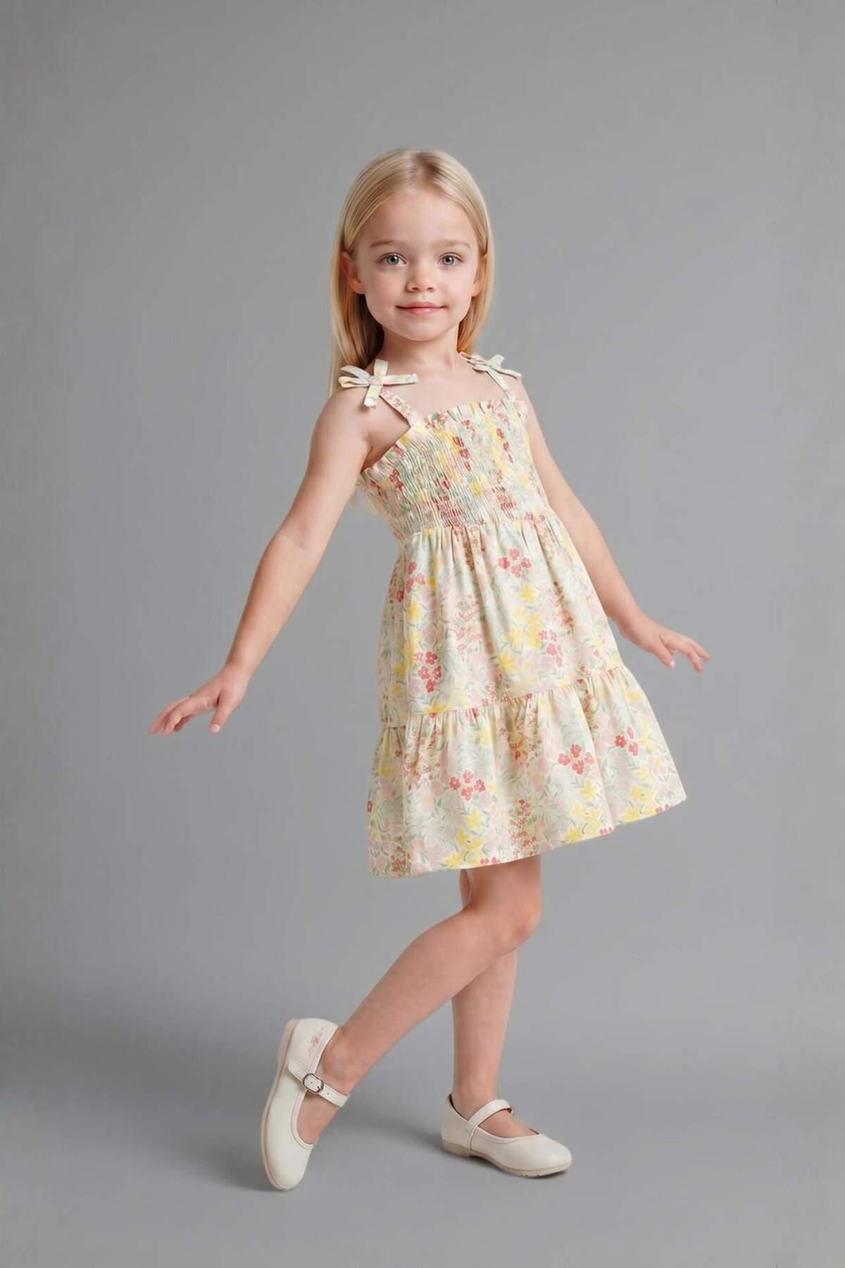 Defacto Floral Strappy White Dress Baby Girl H8454A526Hs