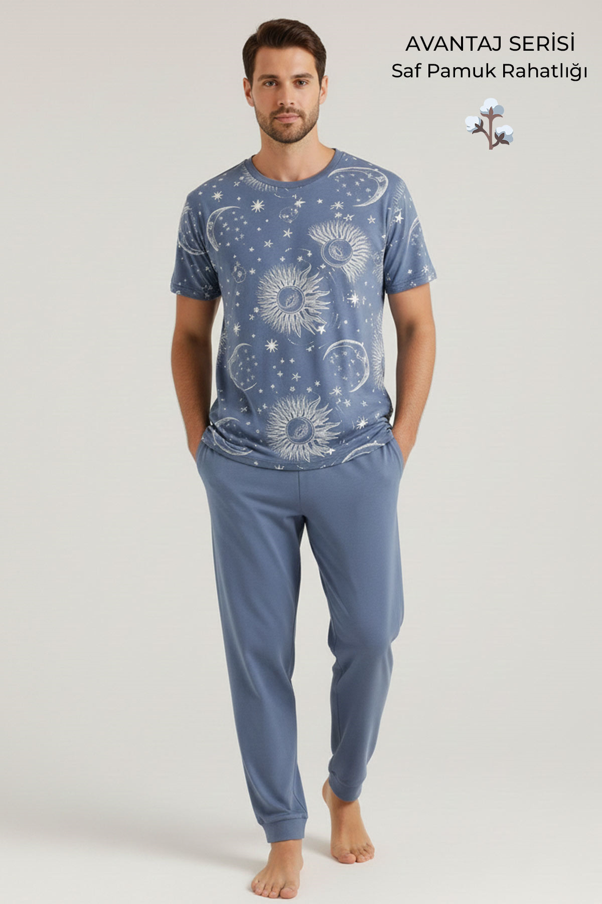 Aytuğ&Mısırlı Cotton Short Sleeve Pajama Set Indigo