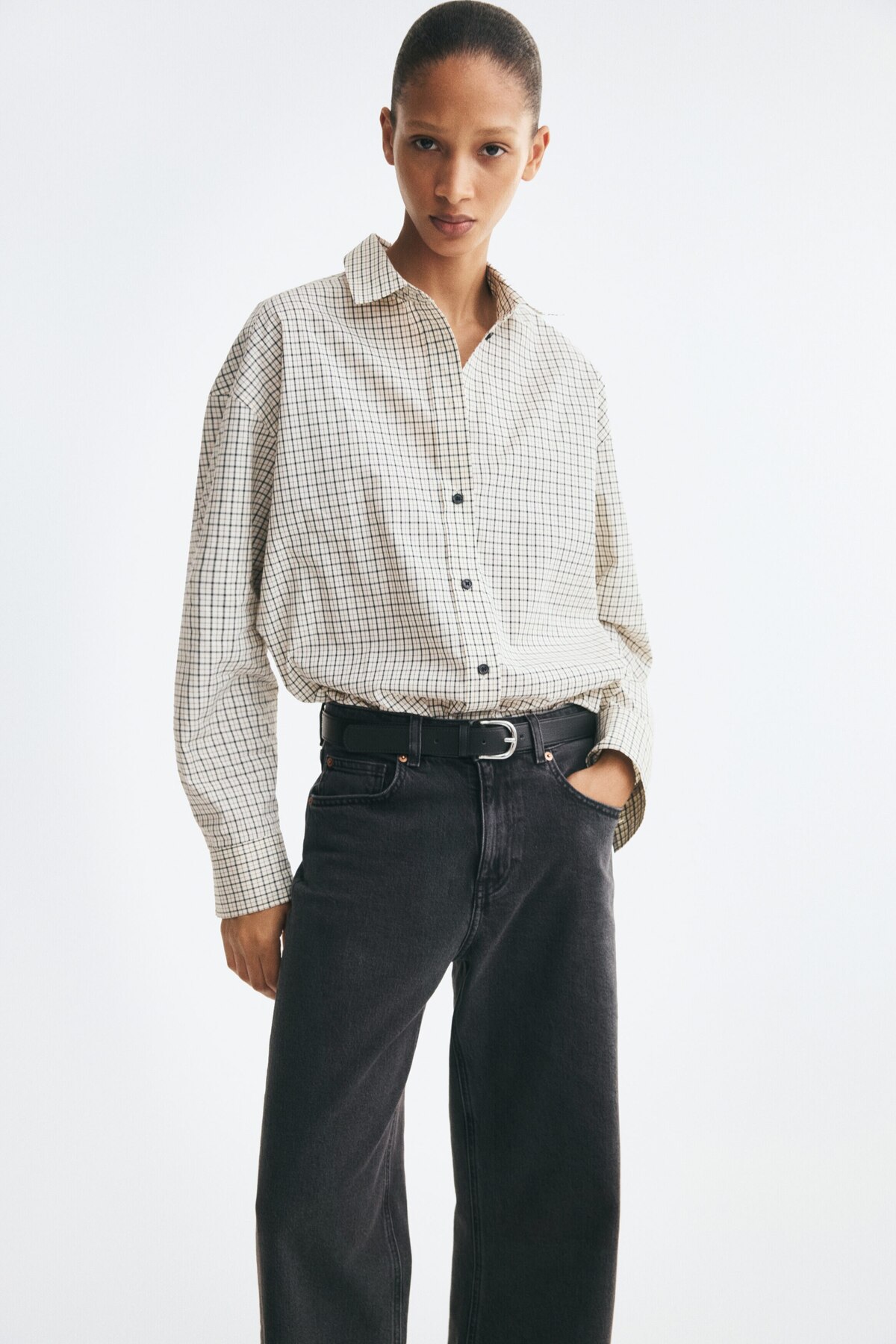 H&M Wide High Waist Jeans görsel 2