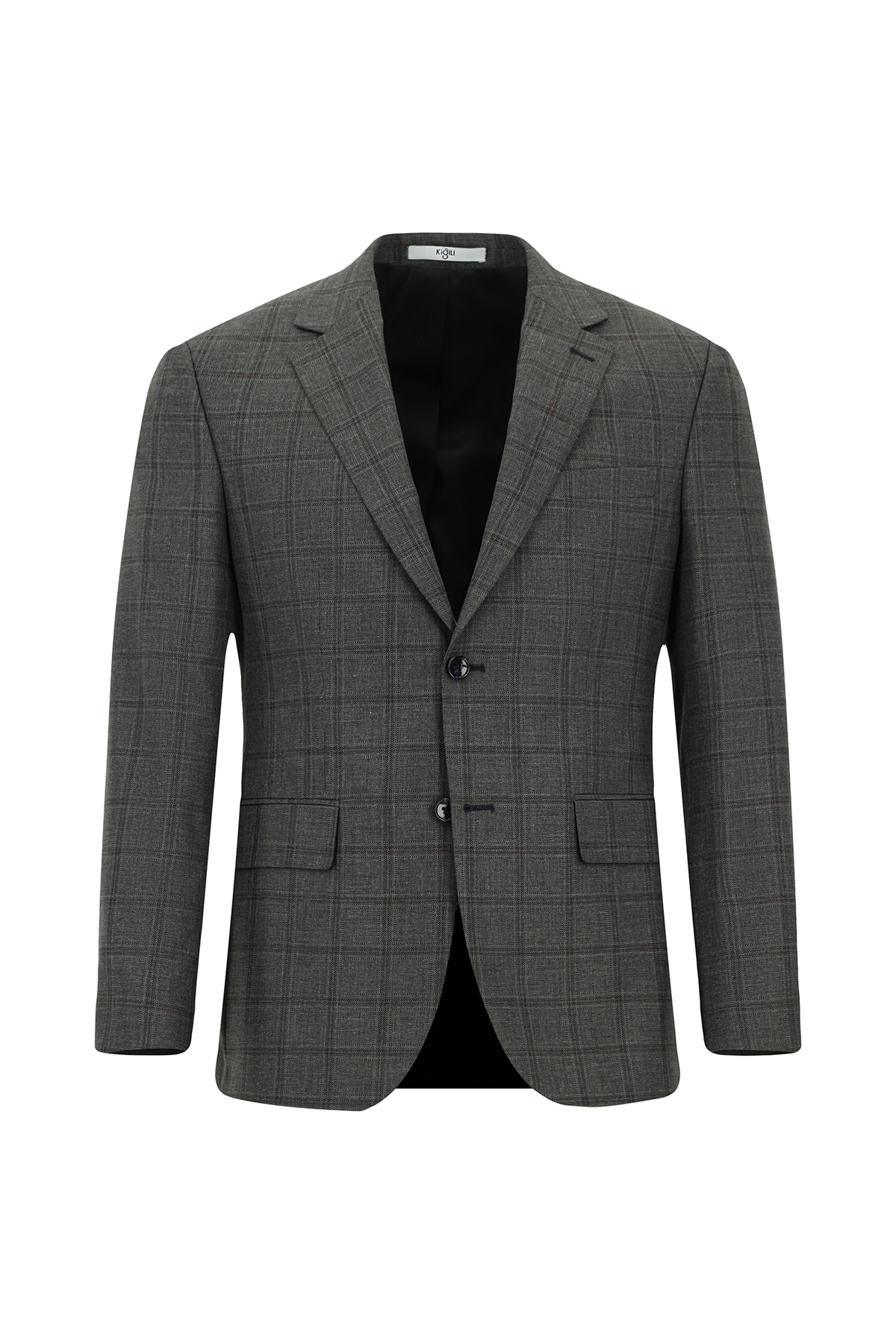 کت و شلوار چهارخانه باریک 7 Drop Slim Fit — خاکستری KSSZ1X70KR004 — تصویر 2 از 5