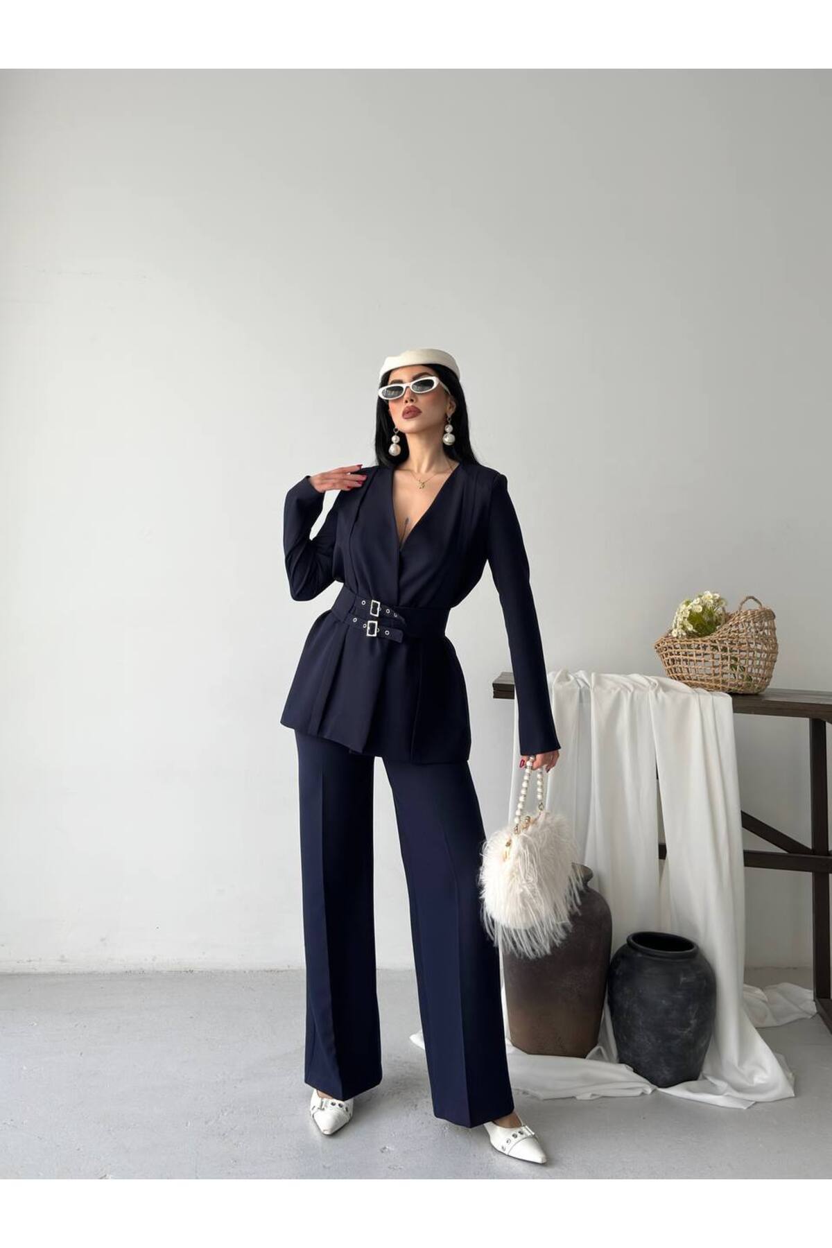 Ensemble Blazer et Pantalon à Ceinture Premium Fit - Görsel 3