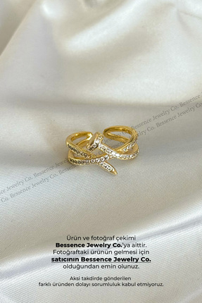 Bessence Jewelry Co 14K Gold VIP Modern Clou Tasarım Zirkon Taşlı Ayarlanabil...